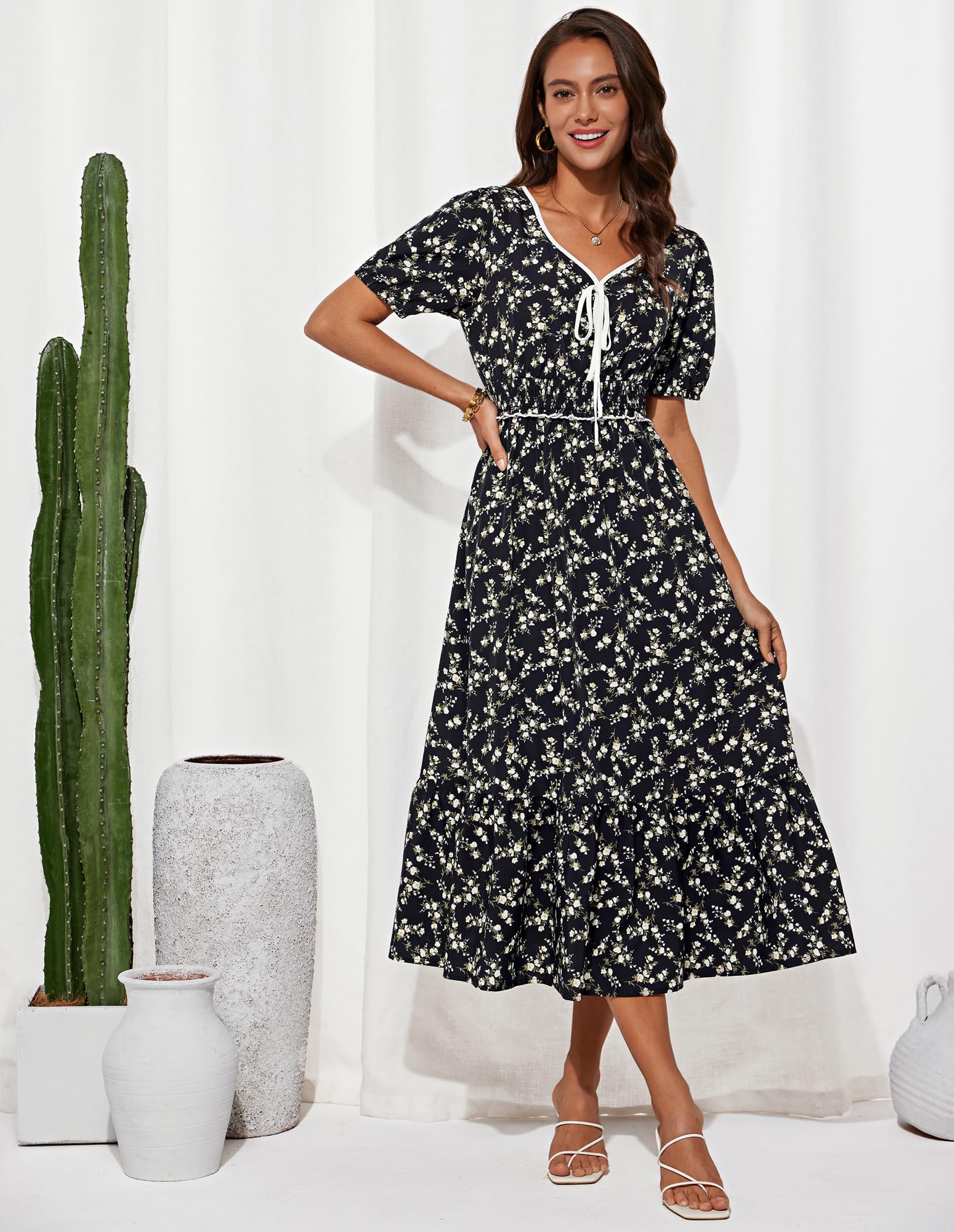 Foto 3 pulgar | Vestido Grace Karin Casual De Verano Con Estampado Floral Y Playa Para Mujer, Negro, Talla M - Venta Internacional.