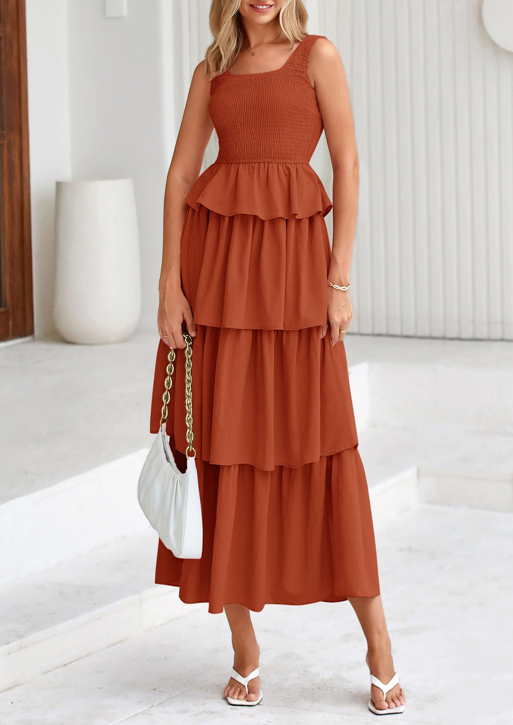 Foto 4 pulgar | Vestido Midi Prettygarden Para Mujer, Verano 2025, Sin Mangas - Venta Internacional.