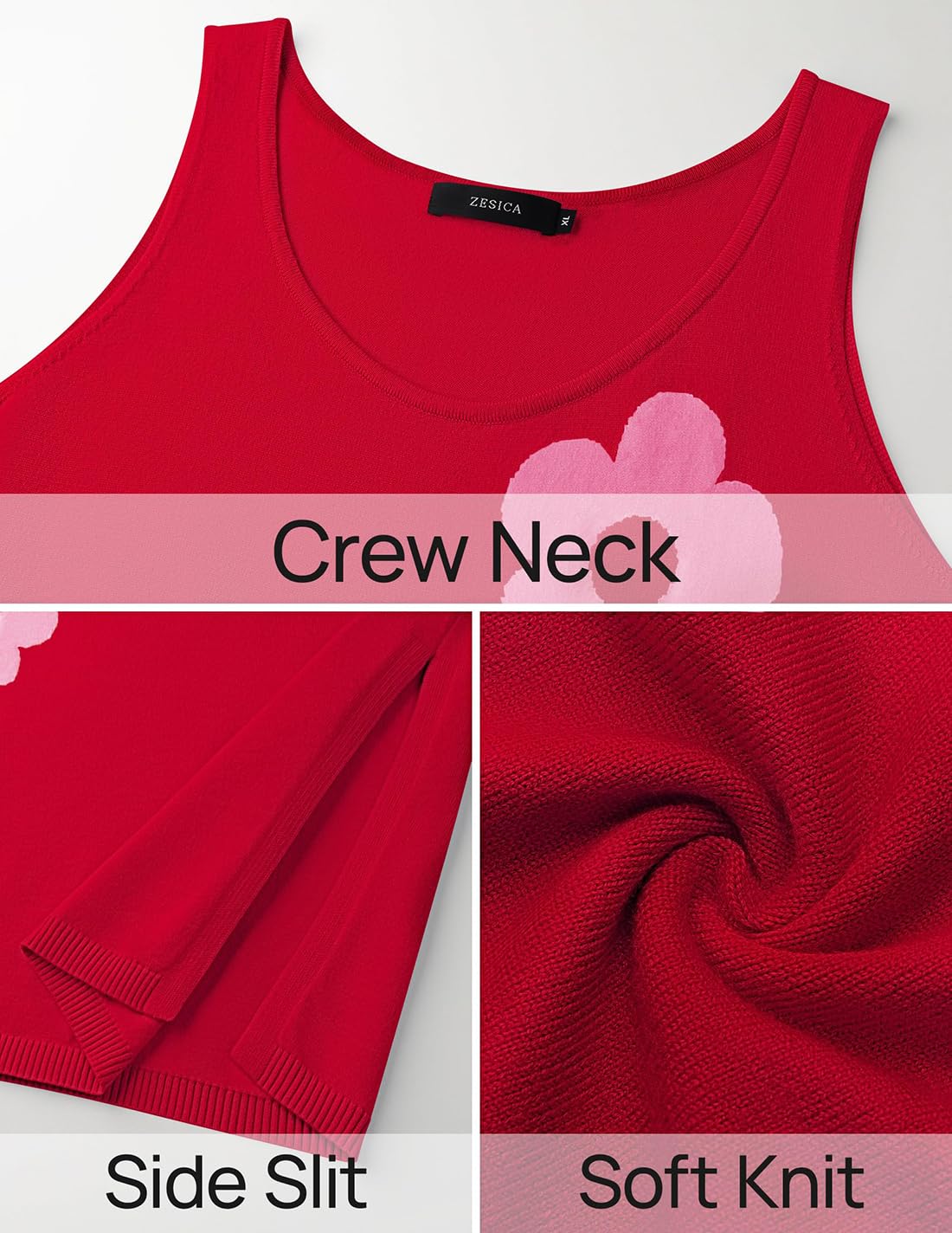 Foto 7 pulgar | Vestido Zesica Summer Floral Knit Bodycon Midi Rojo Para Mujer - Venta Internacional.