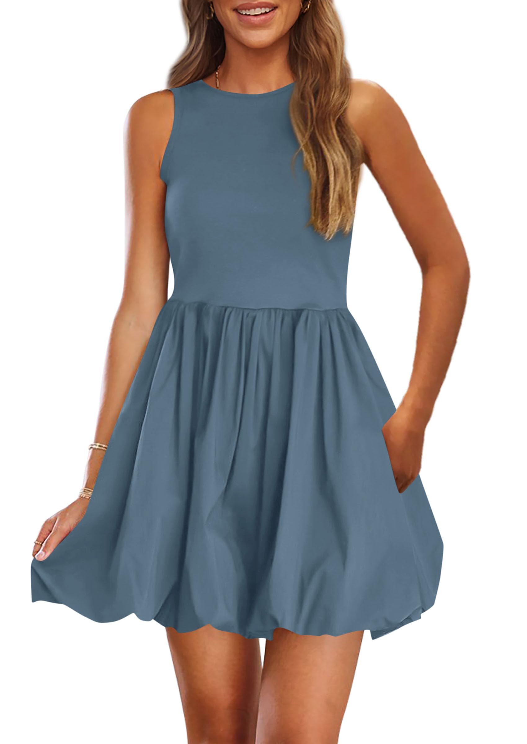 Vestido De Verano Prettygarden 2025 Sin Mangas Sin Mangas Con Bolsillos - Venta Internacional.