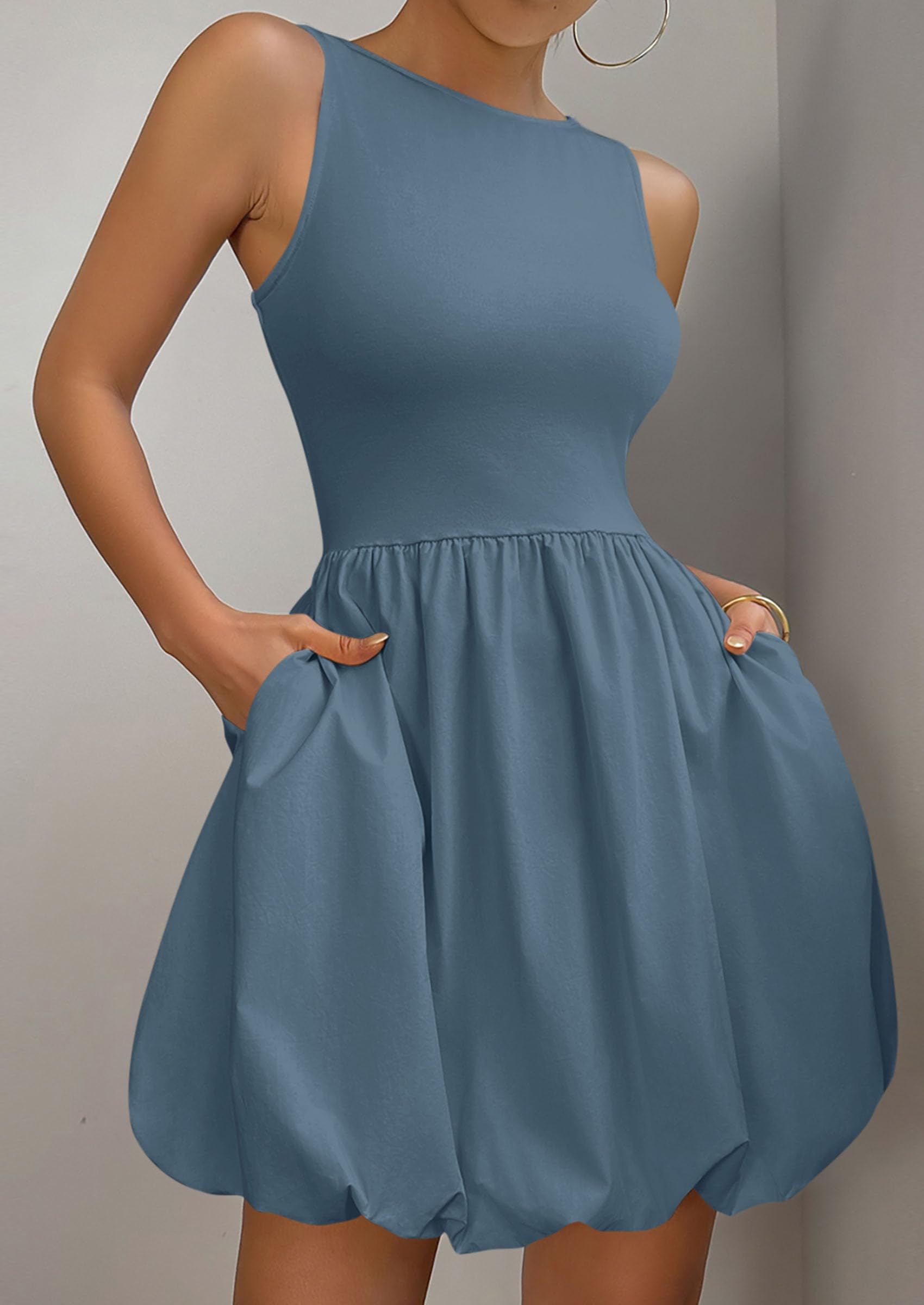 Foto 4 | Vestido De Verano Prettygarden 2025 Sin Mangas Sin Mangas Con Bolsillos - Venta Internacional.