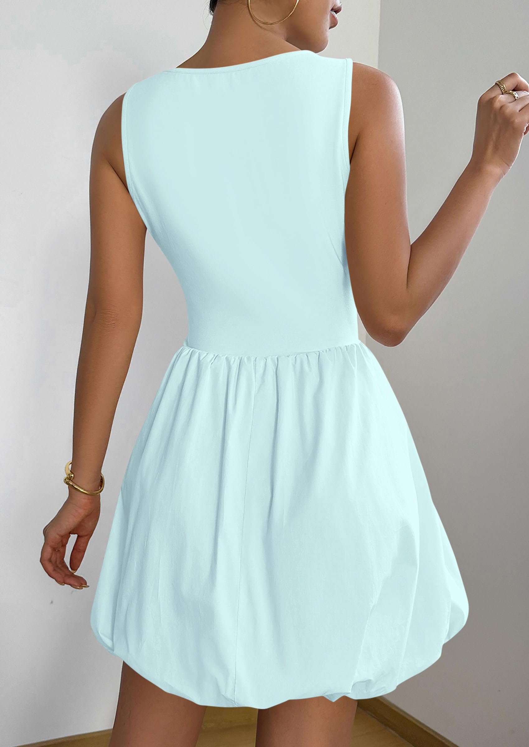 Foto 3 pulgar | Vestido De Verano Prettygarden 2025 Sin Mangas Con Cuello Redondo Azul - Venta Internacional.