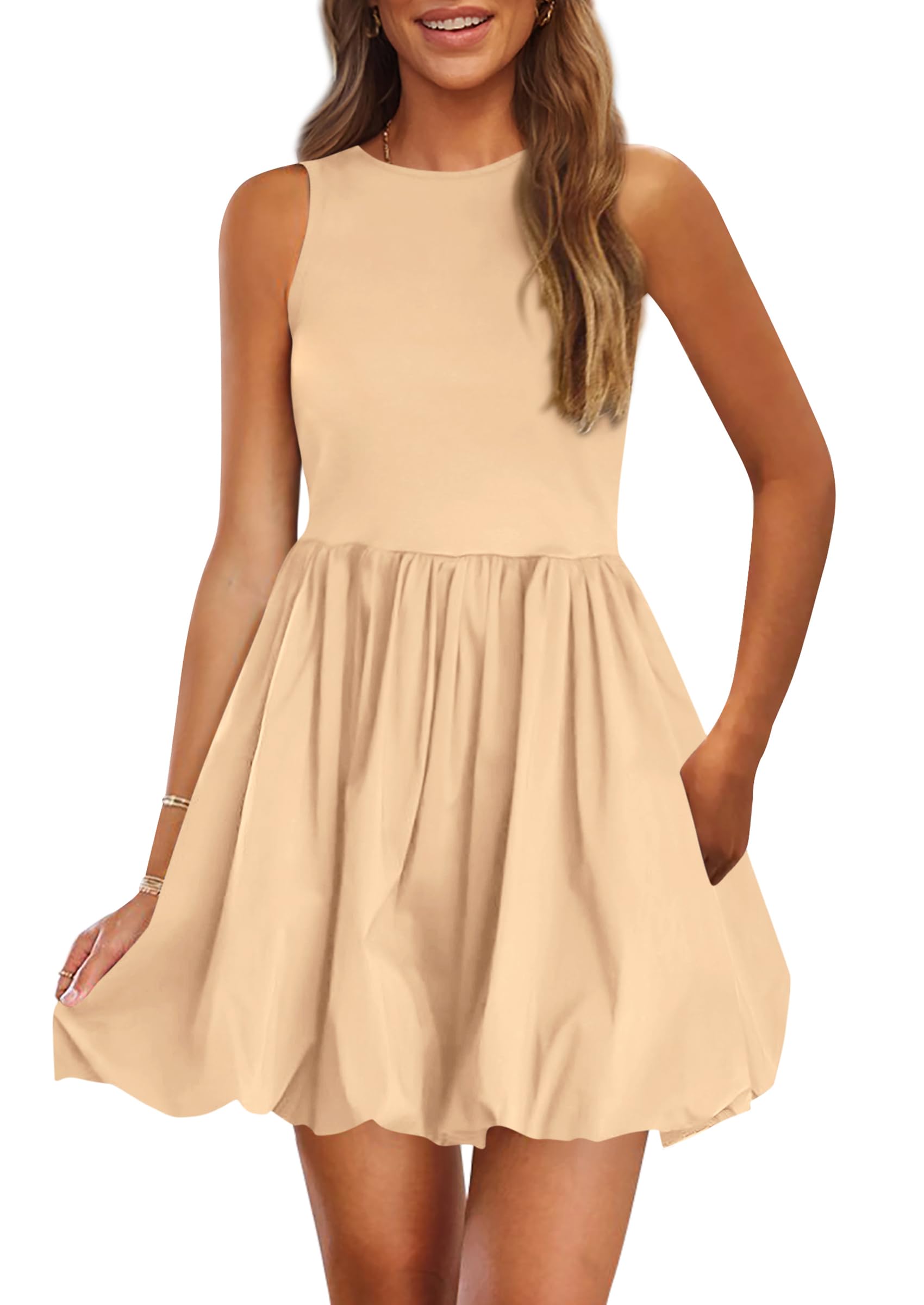 Foto 2 pulgar | Vestido De Verano Prettygarden 2025 Casual Sin Mangas Con Bolsillos - Venta Internacional.