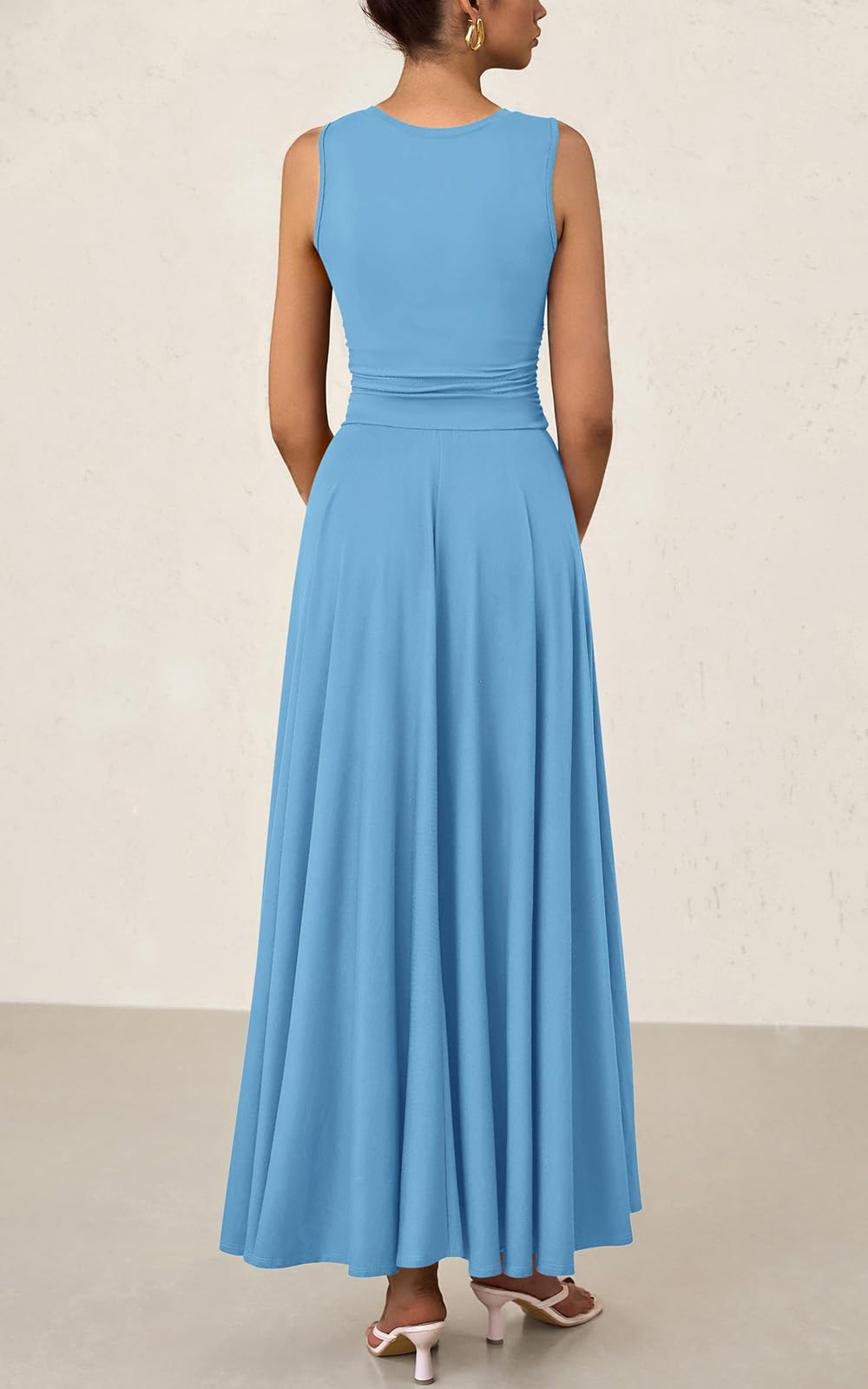 Foto 5 pulgar | Vestido Prettygarden Para Mujer, De Primavera, Sin Mangas, Maxi, Azul Claro - Venta Internacional.