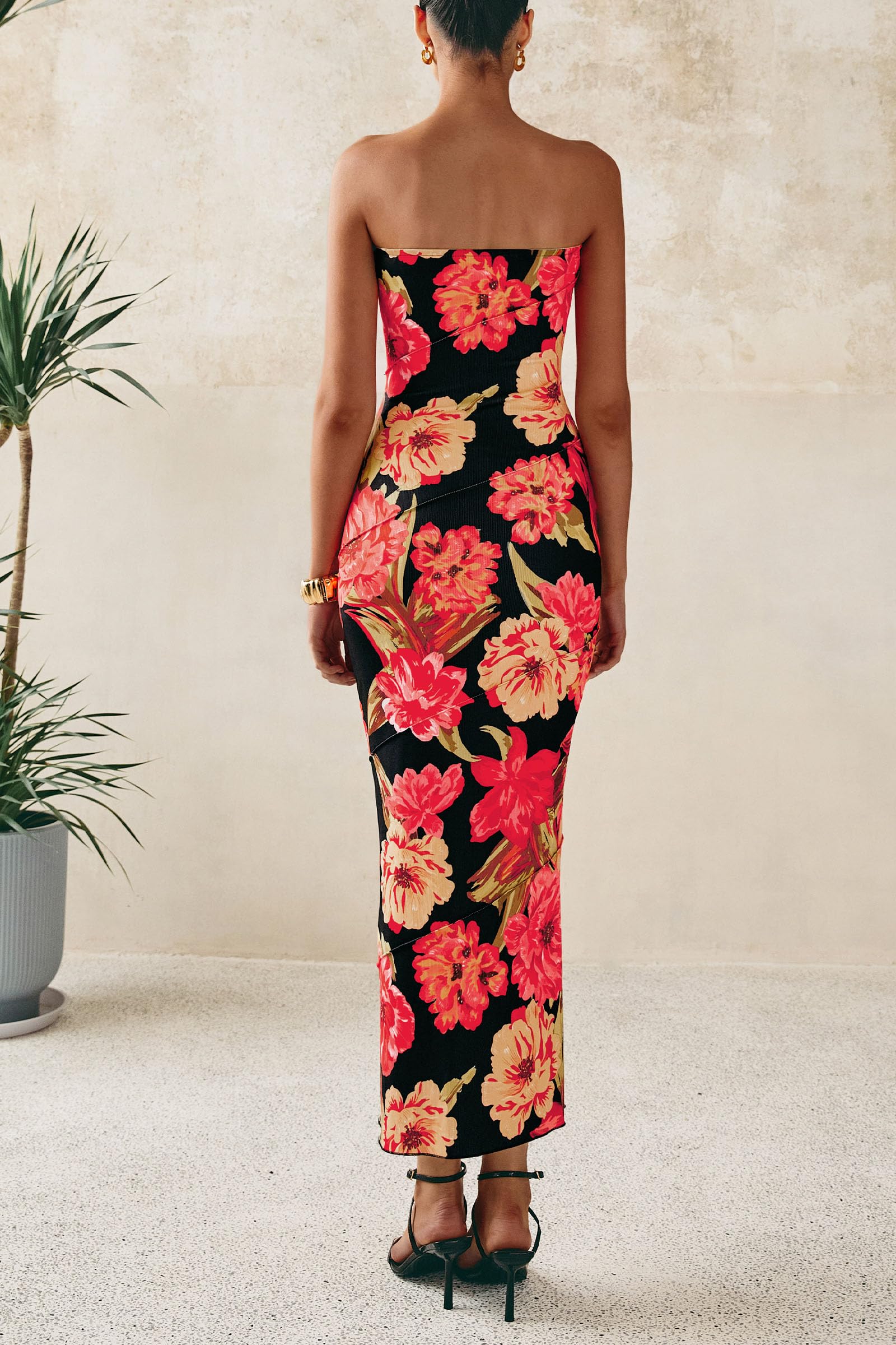 Foto 2 | Vestido Largo Prettygarden Para Mujer, Verano 2025, Estampado Floral, Negro - Venta Internacional.