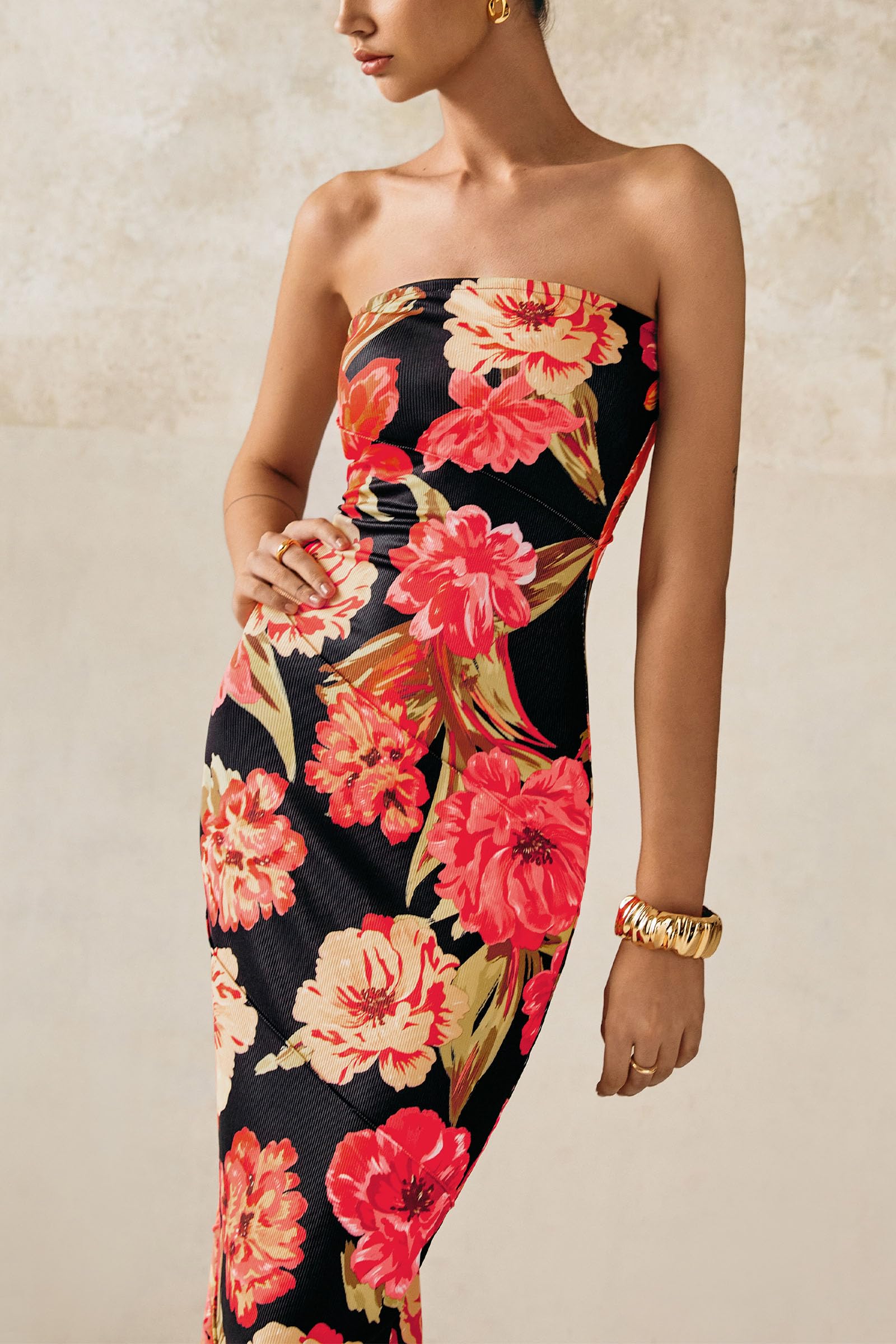 Foto 8 pulgar | Vestido Largo Prettygarden Para Mujer, Verano 2025, Estampado Floral, Negro - Venta Internacional.