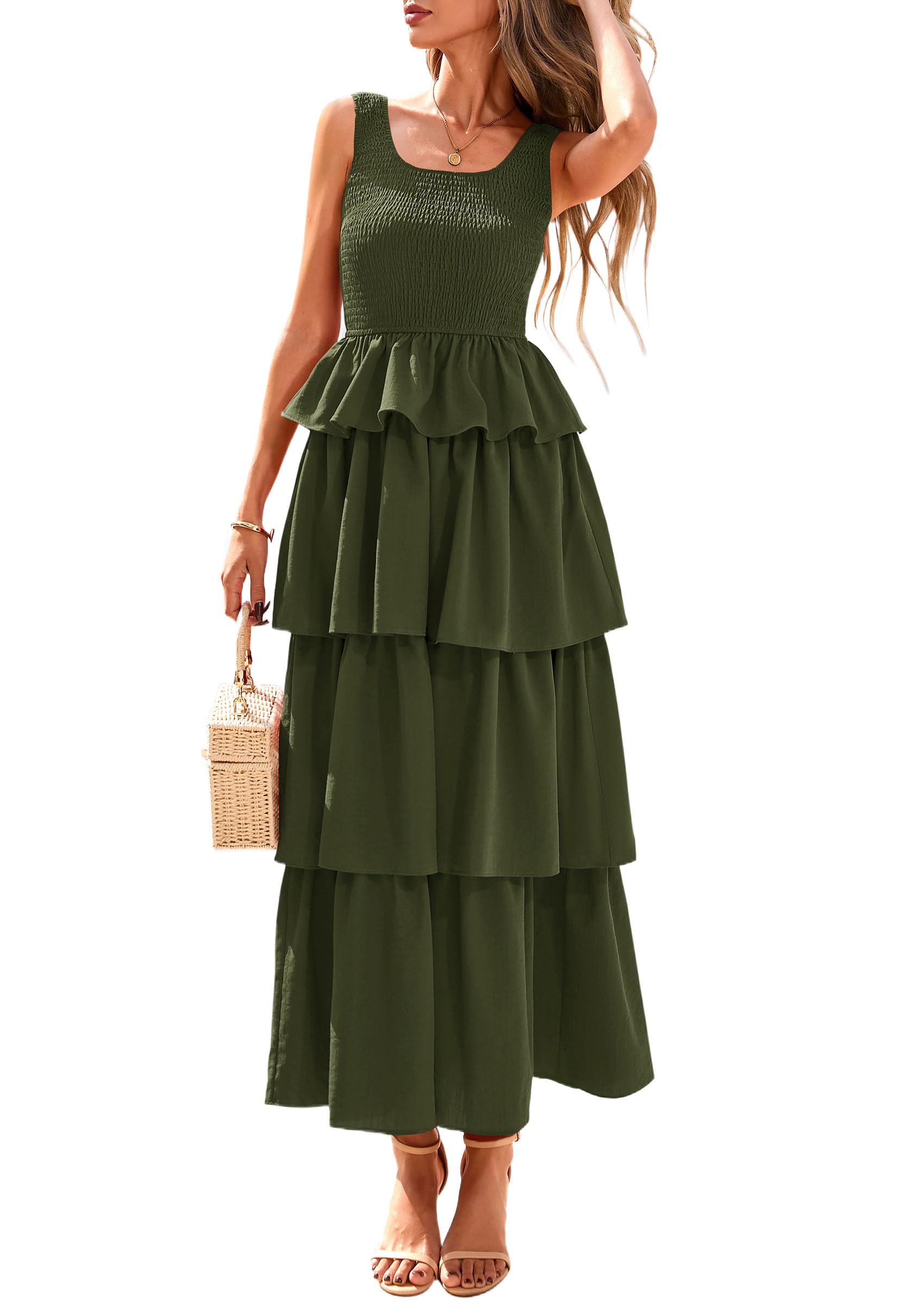 Foto 2 pulgar | Vestido Prettygarden Para Mujer 2025, Verano, Sin Mangas, Color Verde Militar - Venta Internacional.