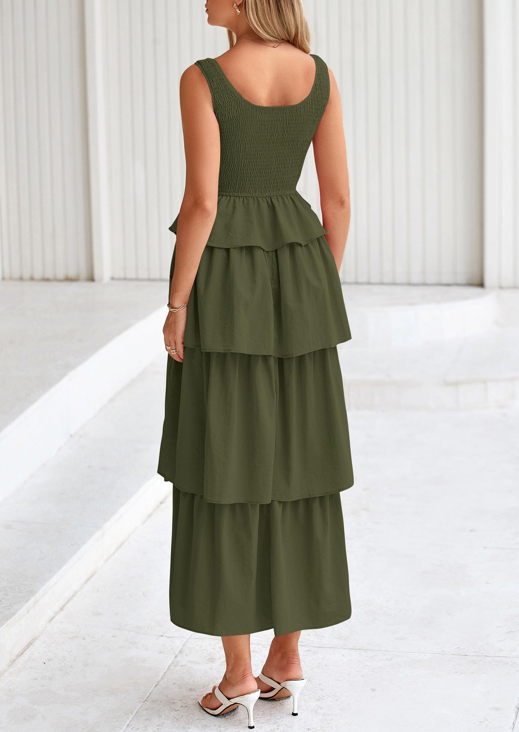 Foto 2 | Vestido Prettygarden Para Mujer 2025, Verano, Sin Mangas, Color Verde Militar - Venta Internacional.