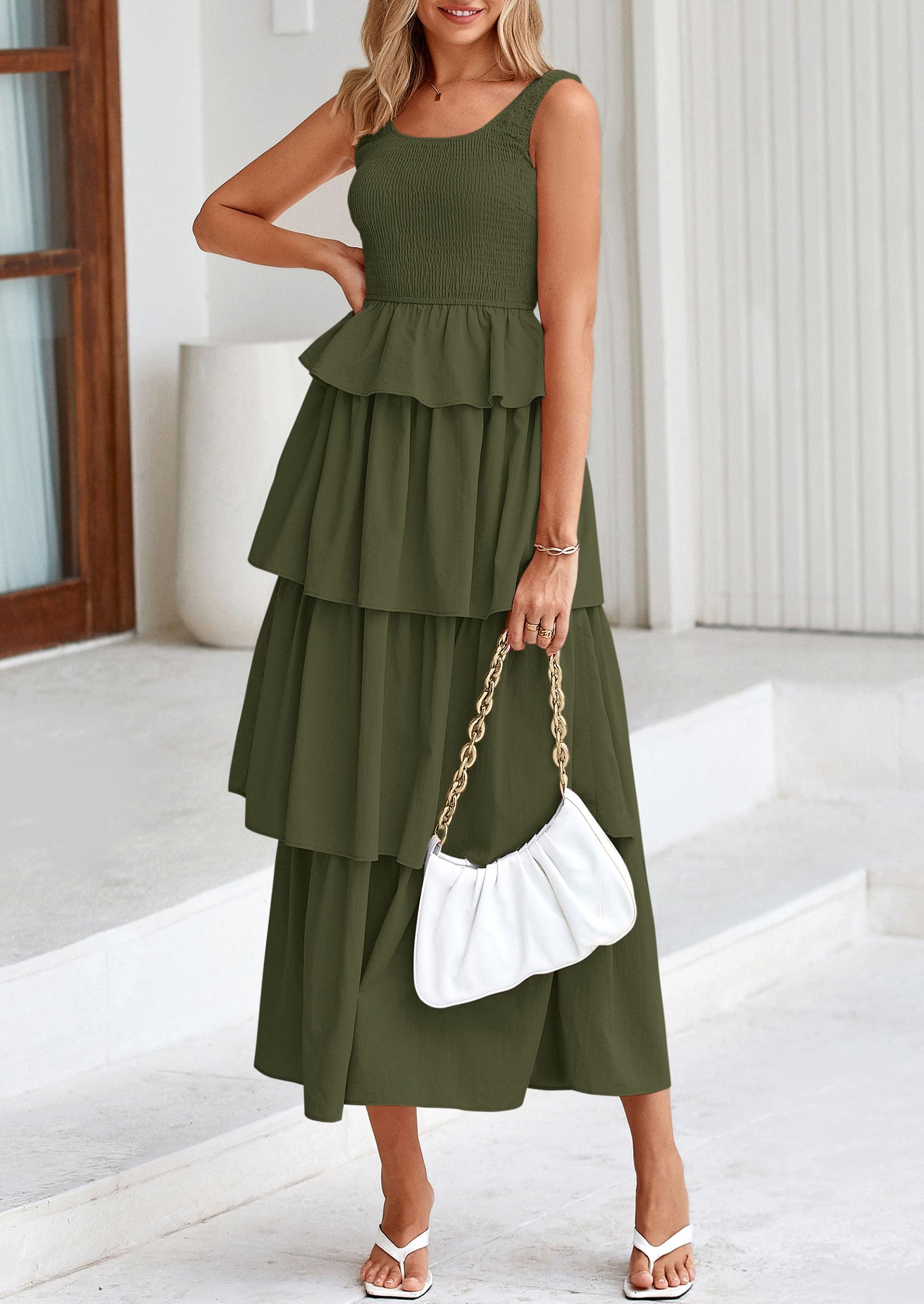 Foto 5 pulgar | Vestido Prettygarden Para Mujer 2025, Verano, Sin Mangas, Color Verde Militar - Venta Internacional.