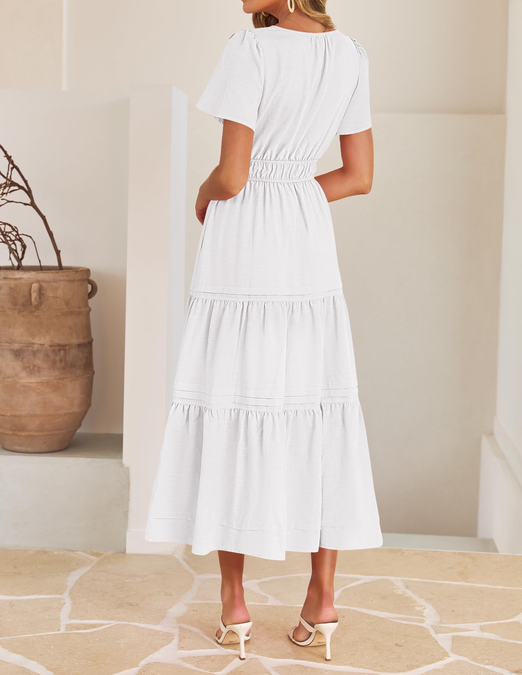 Foto 5 pulgar | Vestido Zesica Summer Casual Midi Para Mujer Blanco Talla M - Venta Internacional.