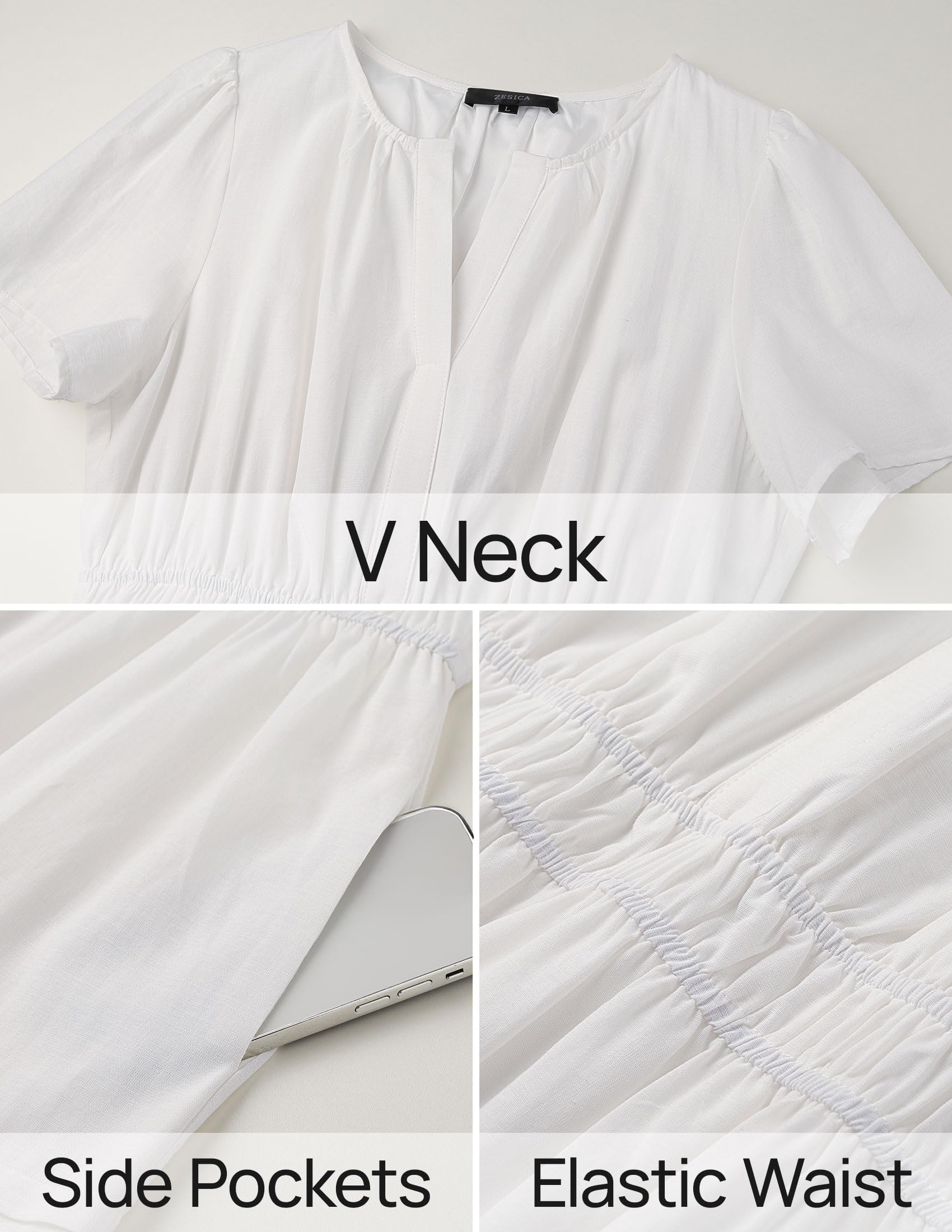 Foto 8 pulgar | Vestido Zesica Summer Casual Midi Para Mujer Blanco Talla M - Venta Internacional.