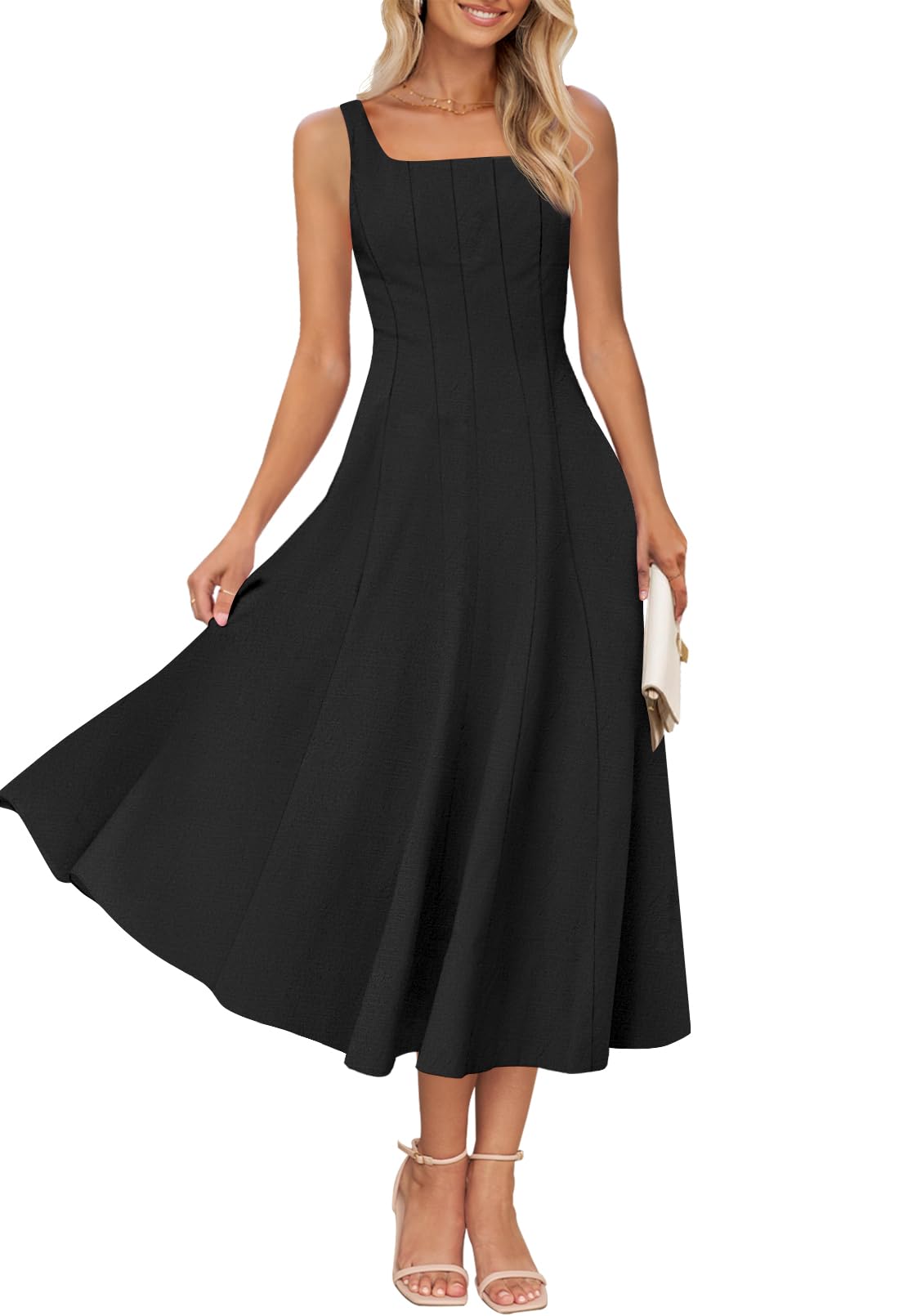 Foto 2 pulgar | Vestido Merokeety Para Mujer 2025, Verano, Sin Mangas, Midi, Negro - Venta Internacional.