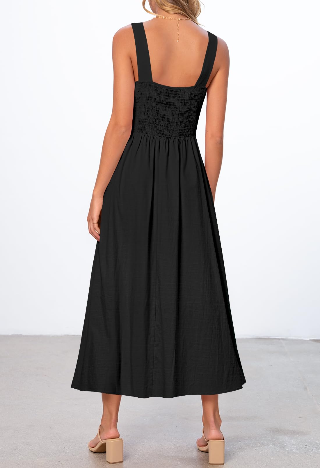 Foto 4 pulgar | Vestido Merokeety Para Mujer 2025, Verano, Sin Mangas, Midi, Negro - Venta Internacional.