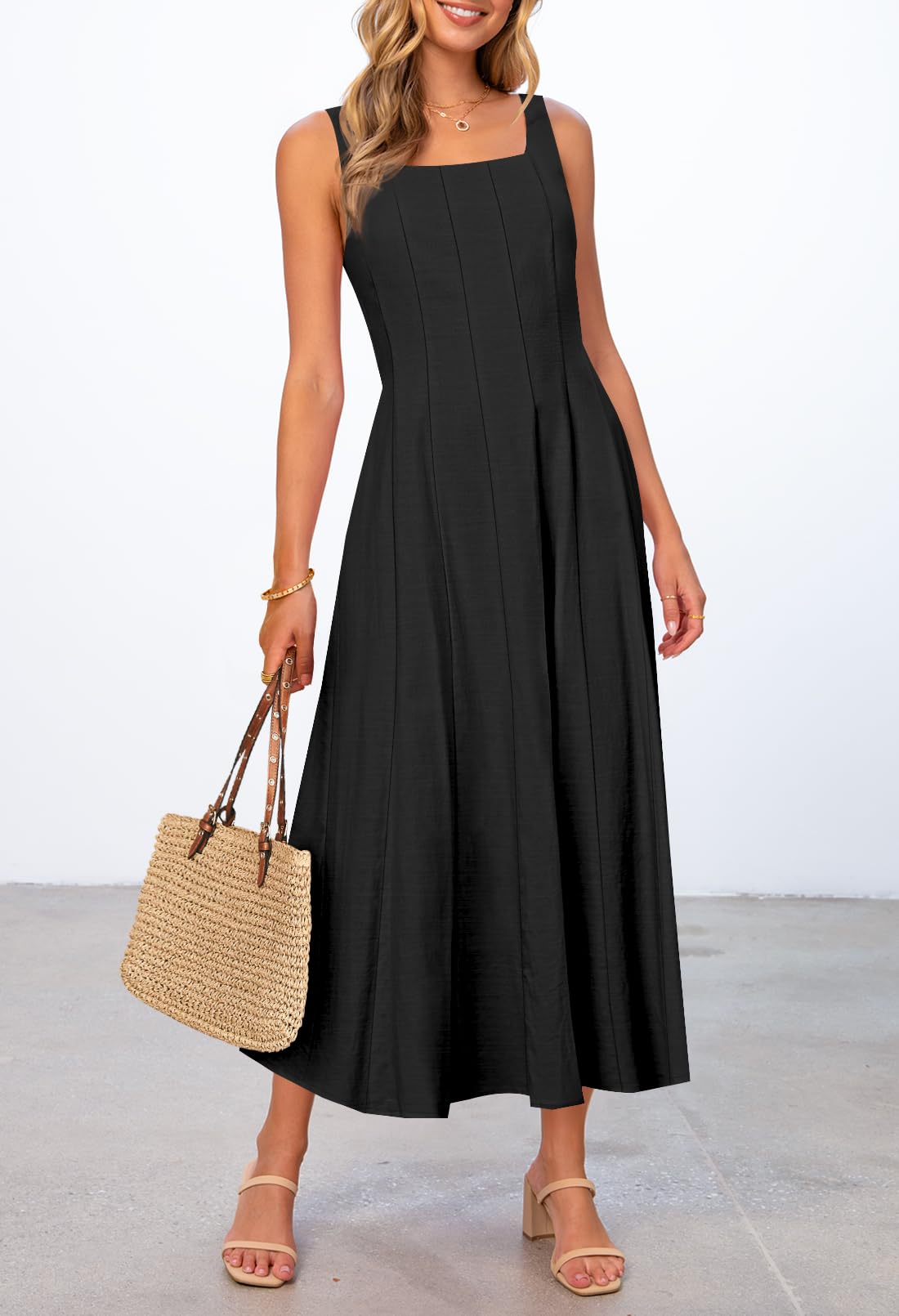 Foto 5 pulgar | Vestido Merokeety Para Mujer 2025, Verano, Sin Mangas, Midi, Negro - Venta Internacional.
