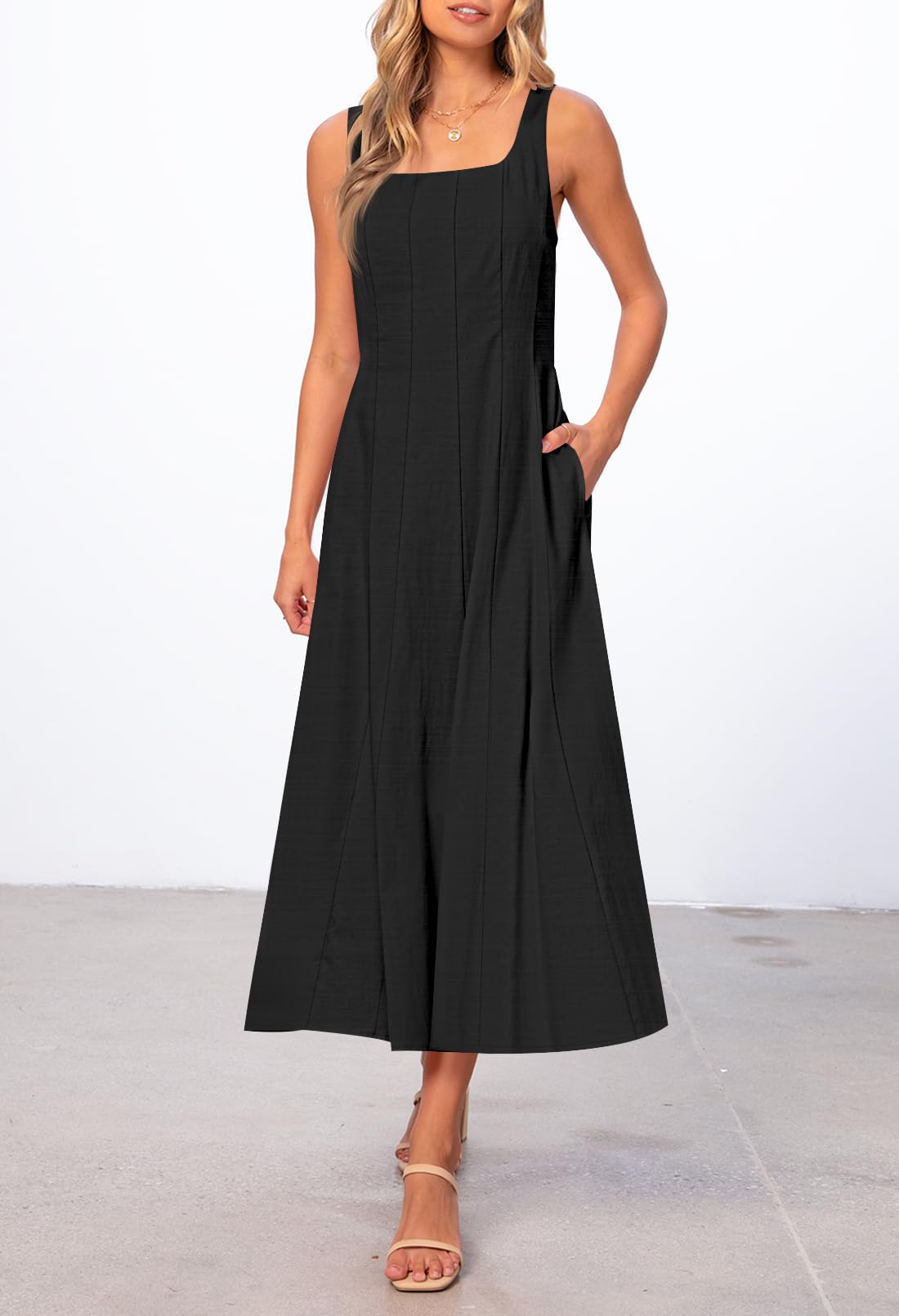 Foto 8 pulgar | Vestido Merokeety Para Mujer 2025, Verano, Sin Mangas, Midi, Negro - Venta Internacional.