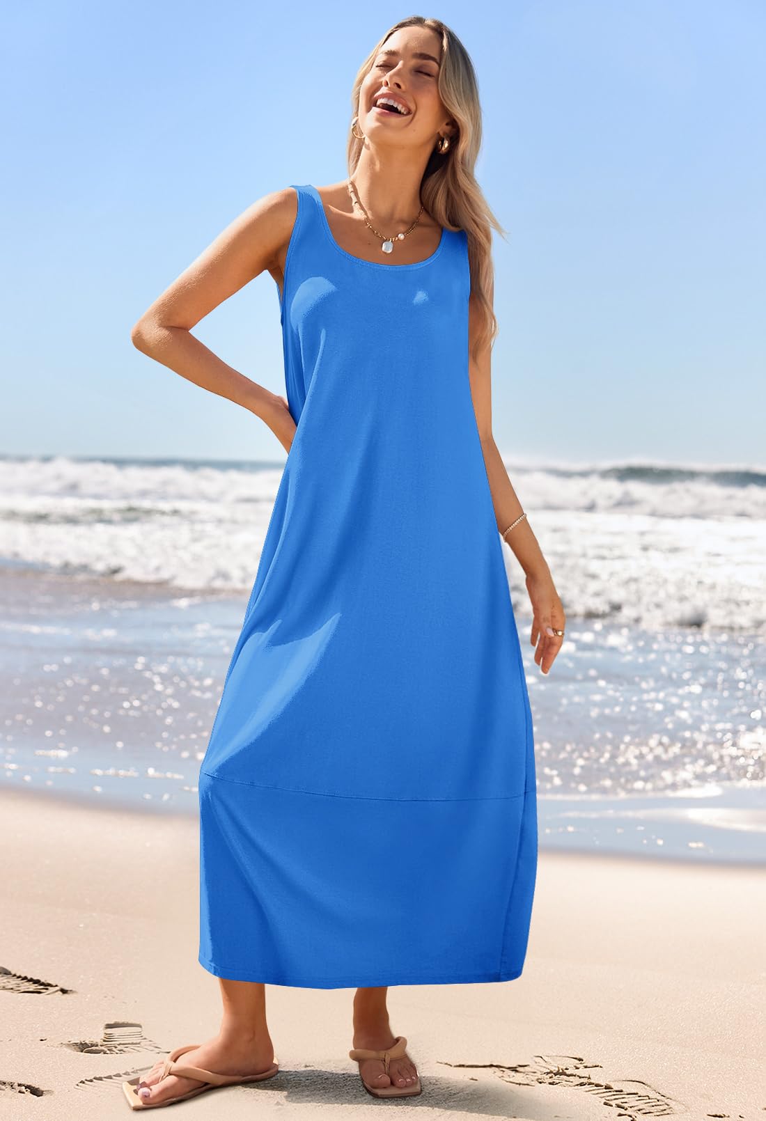 Foto 4 pulgar | Vestido Largo Casual Merokeety 2025 Summer Beach Royal Blue - Venta Internacional.