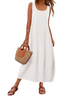 Foto 1 | Vestido Largo Casual Merokeety 2025, Vestido Blanco De Playa De Verano - Venta Internacional.