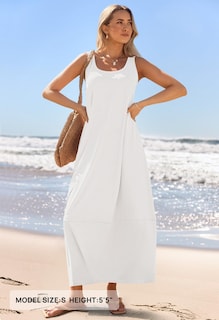 Foto 2 | Vestido Largo Casual Merokeety 2025, Vestido Blanco De Playa De Verano - Venta Internacional.
