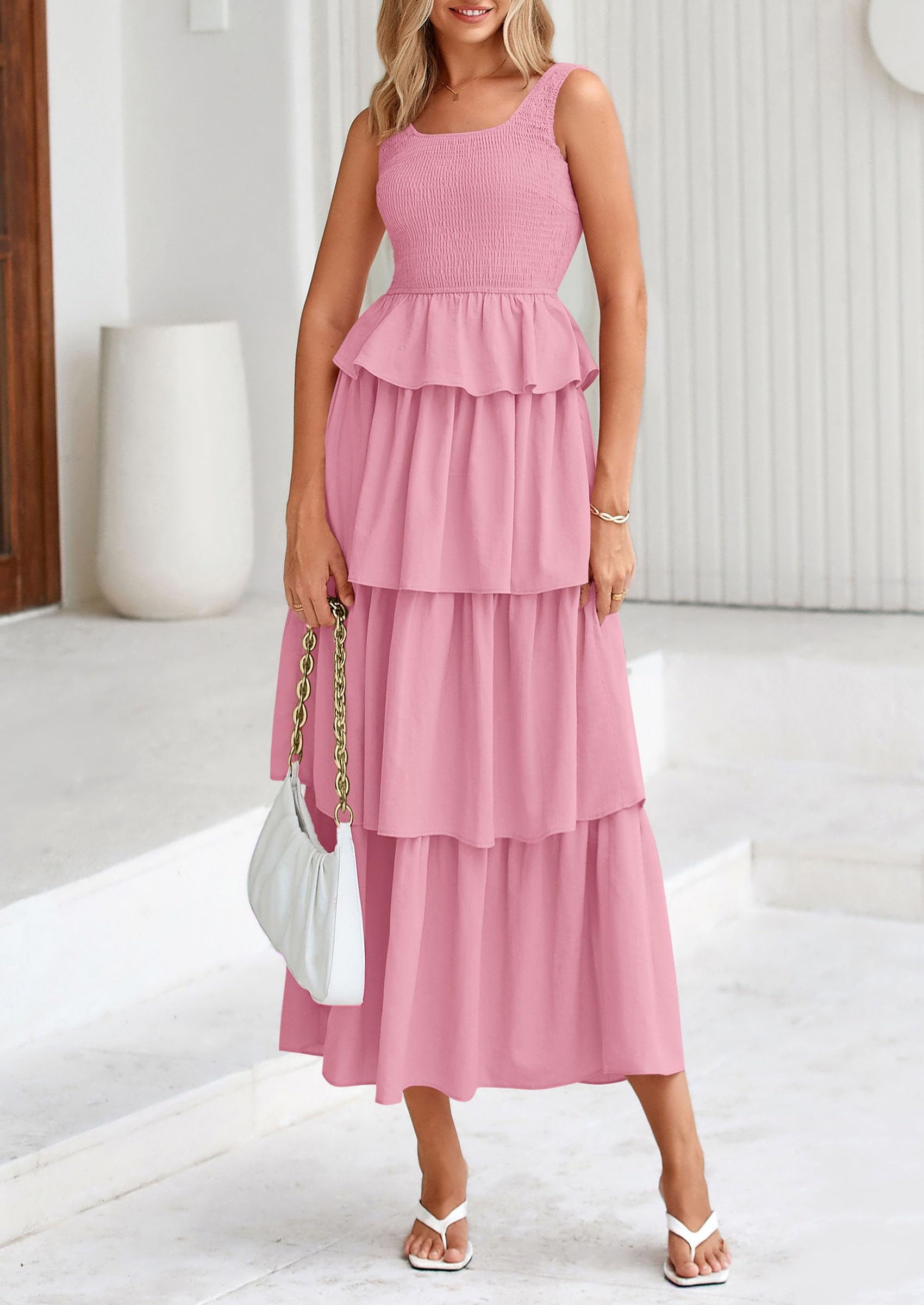 Foto 4 pulgar | Vestido Prettygarden Para Mujer 2025, Verano, Sin Mangas, Midi, Rosa - Venta Internacional.