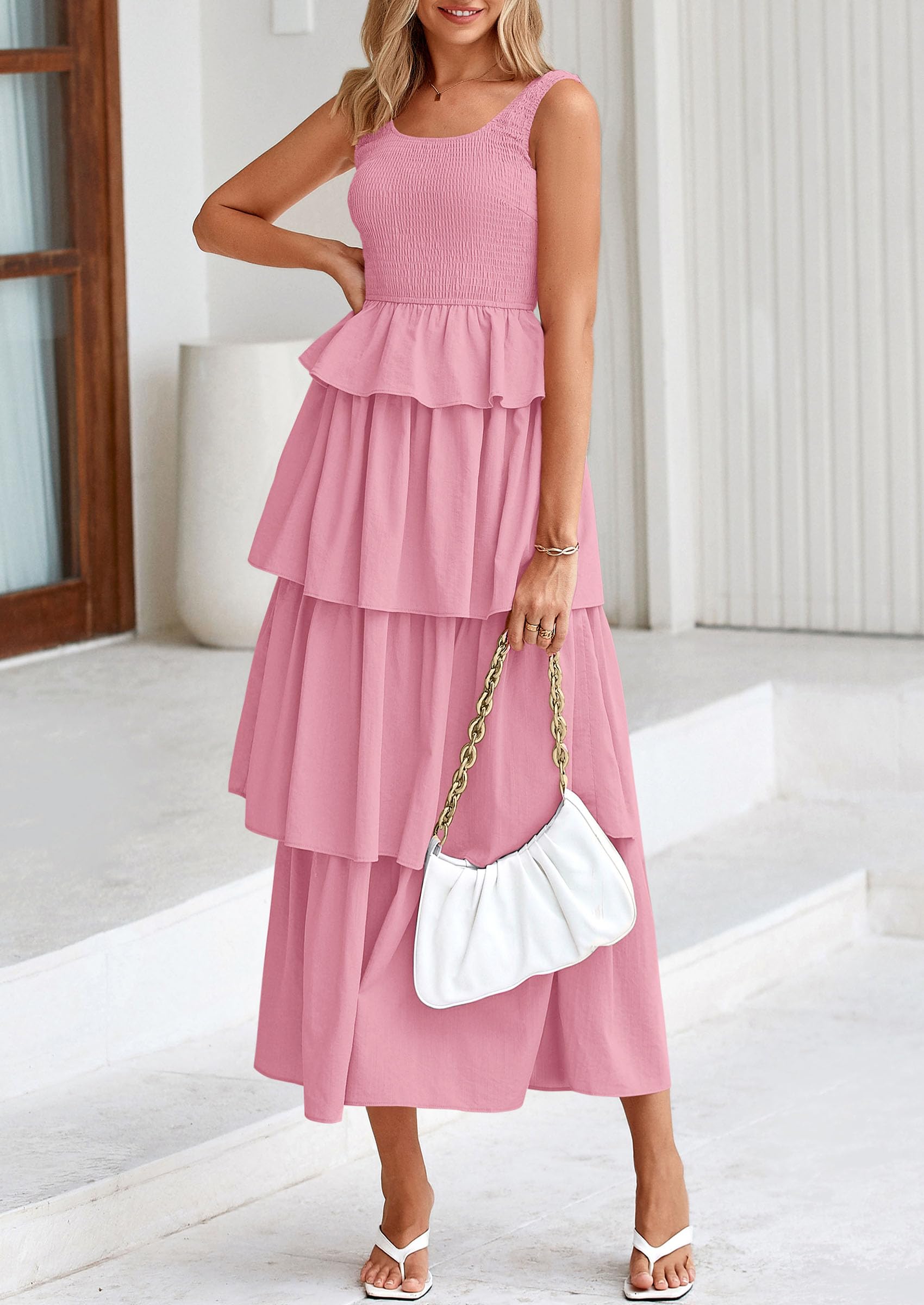 Foto 5 pulgar | Vestido Prettygarden Para Mujer 2025, Verano, Sin Mangas, Midi, Rosa - Venta Internacional.