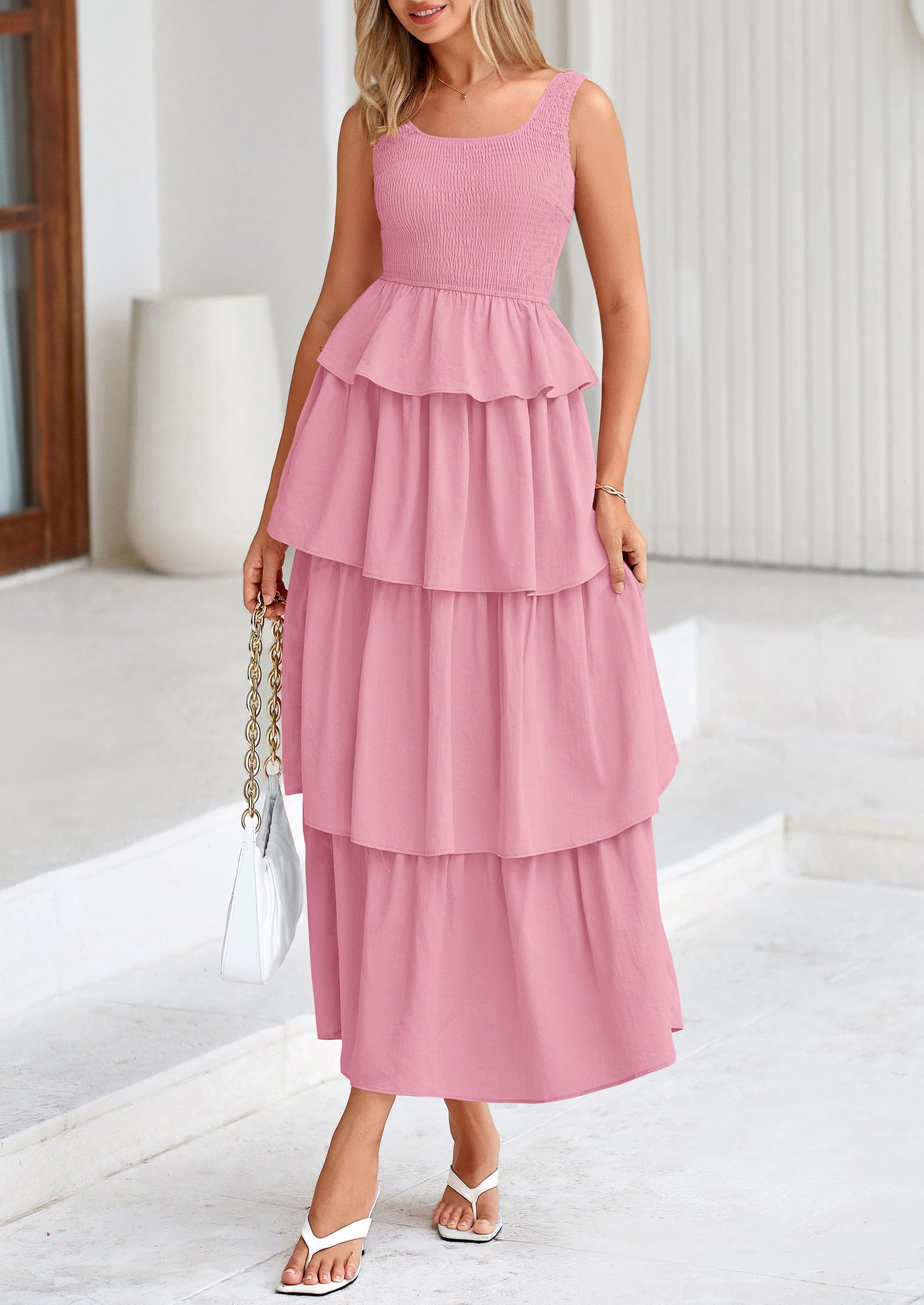Foto 8 pulgar | Vestido Prettygarden Para Mujer 2025, Verano, Sin Mangas, Midi, Rosa - Venta Internacional.
