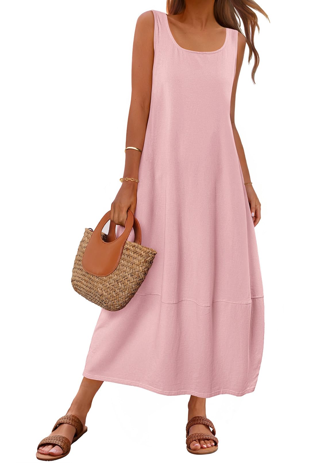 Vestido Largo Casual Merokeety 2025 Para Verano, Playa, Rosa, Mujer - Venta Internacional.