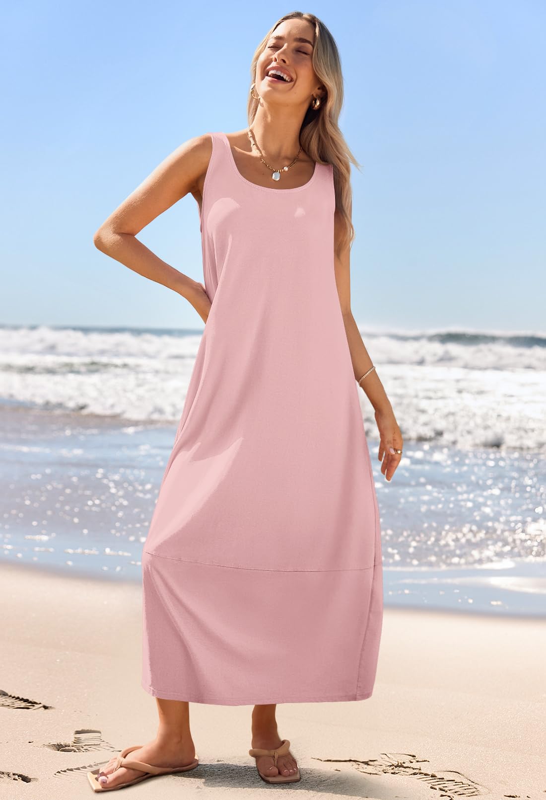 Foto 4 pulgar | Vestido Largo Casual Merokeety 2025 Para Verano, Playa, Rosa, Mujer - Venta Internacional.