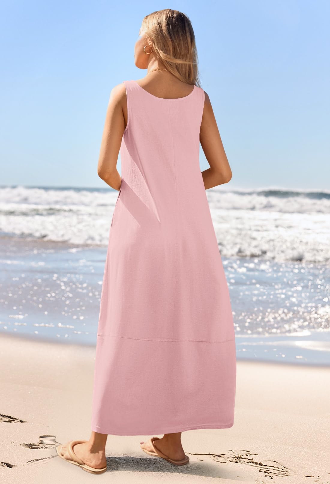 Foto 4 | Vestido Largo Casual Merokeety 2025 Para Verano, Playa, Rosa, Mujer - Venta Internacional.