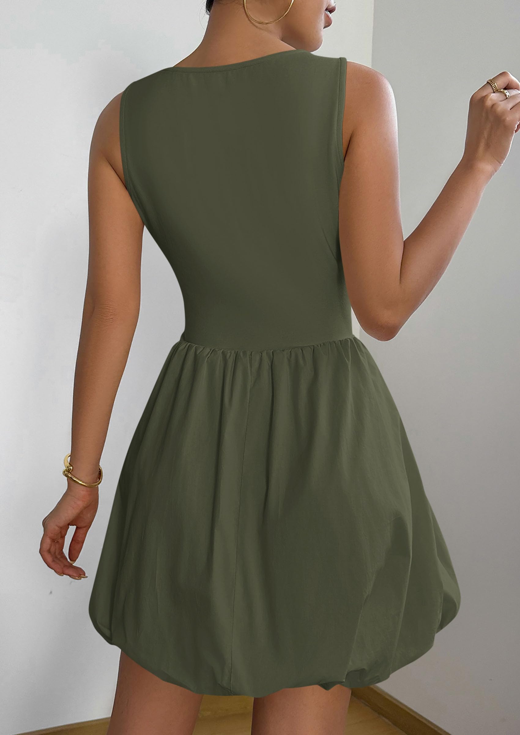 Foto 3 pulgar | Vestido De Verano Prettygarden 2025, Casual, Sin Mangas, Sin Mangas, Verde Militar - Venta Internacional.