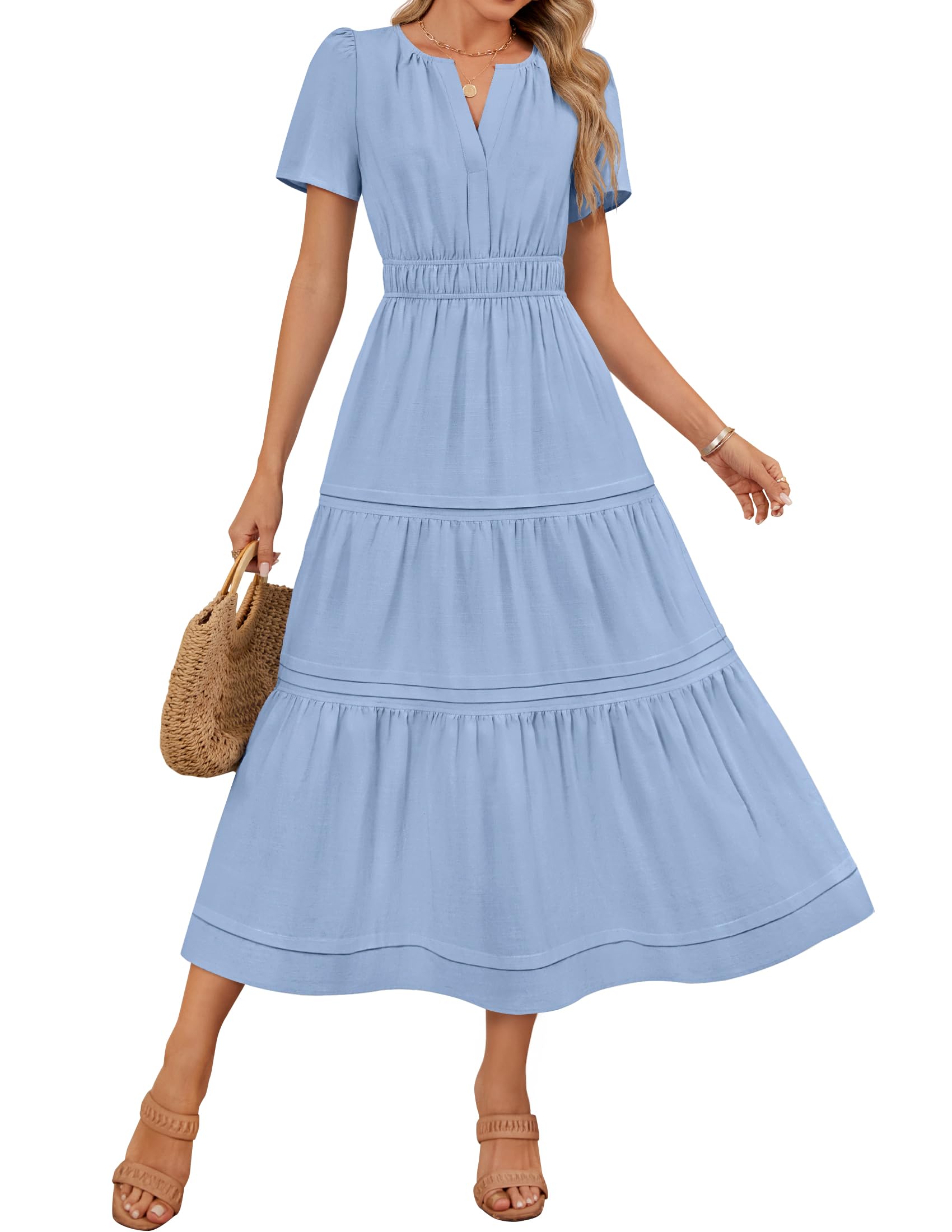 Foto 2 pulgar | Vestido Zesica Summer Casual Midi Para Mujer Azul Talla S - Venta Internacional.