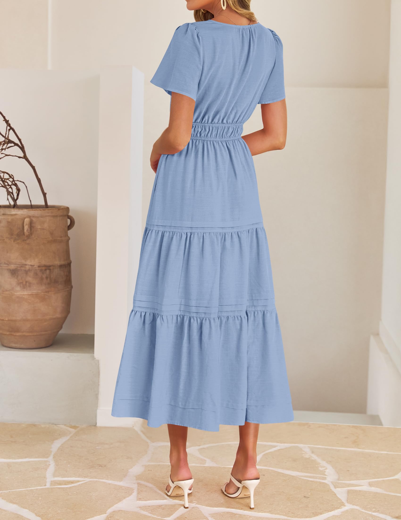 Foto 5 pulgar | Vestido Zesica Summer Casual Midi Para Mujer Azul Talla S - Venta Internacional.