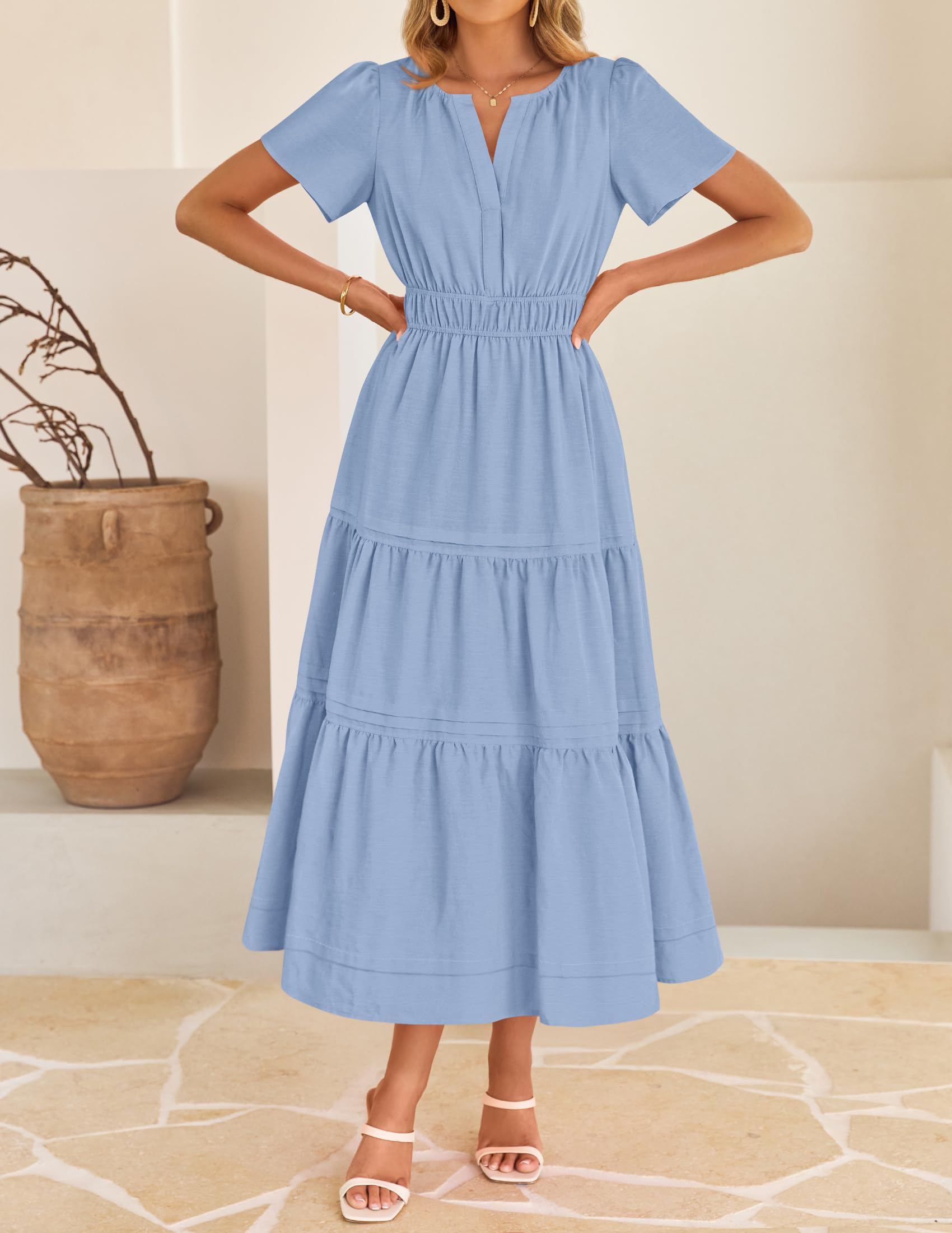 Foto 8 pulgar | Vestido Zesica Summer Casual Midi Para Mujer Azul Talla S - Venta Internacional.