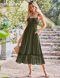 Foto 2 | Vestido De Verano Para Mujer Grace Karin, Maxi Verde Oliva, Talla L - Venta Internacional.