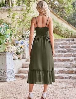 Foto 5 | Vestido De Verano Para Mujer Grace Karin, Maxi Verde Oliva, Talla L - Venta Internacional.