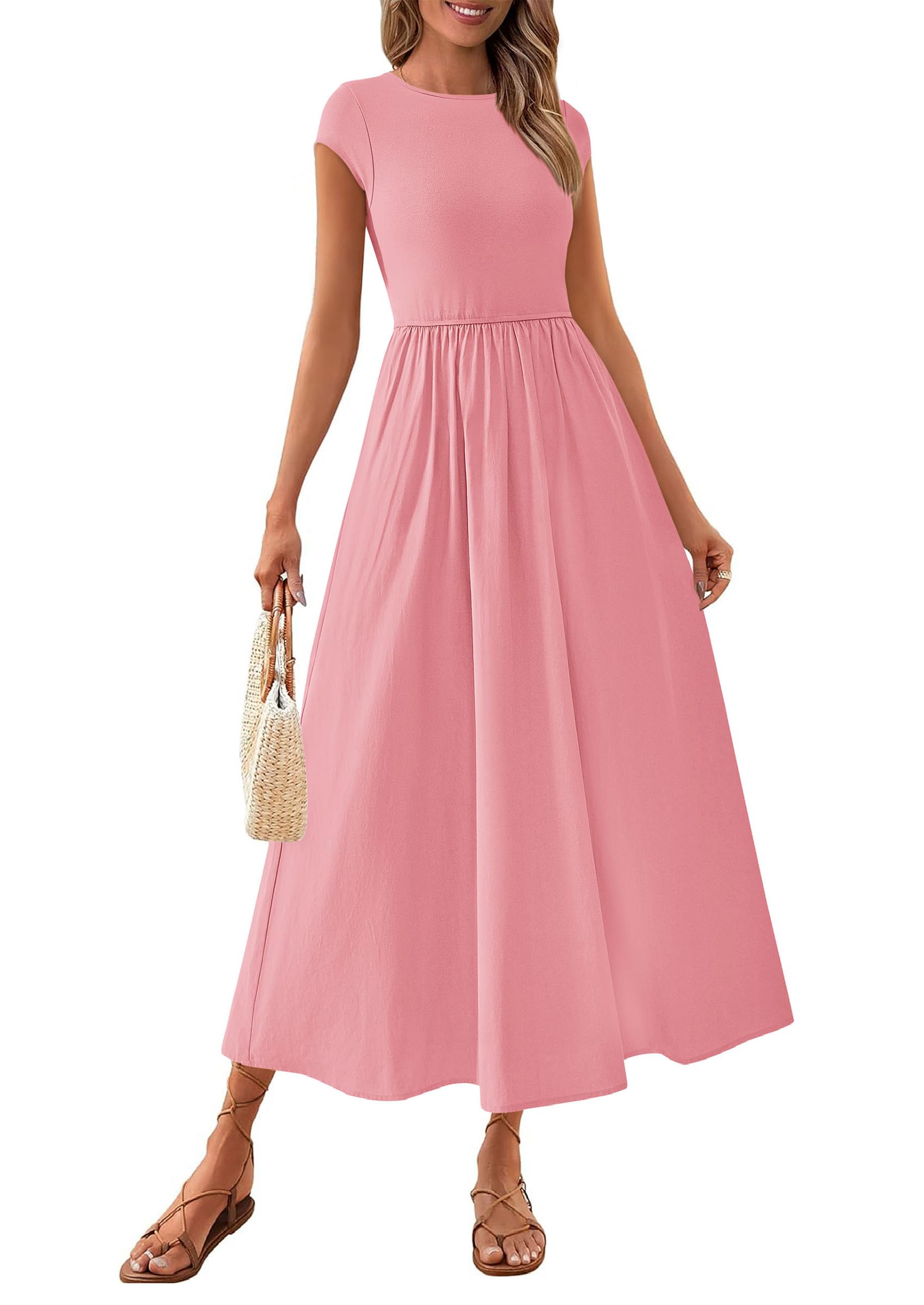 Vestido Prettygarden Para Mujer, Verano 2025, Casual, Maxi Rosa, Xxl - Venta Internacional.