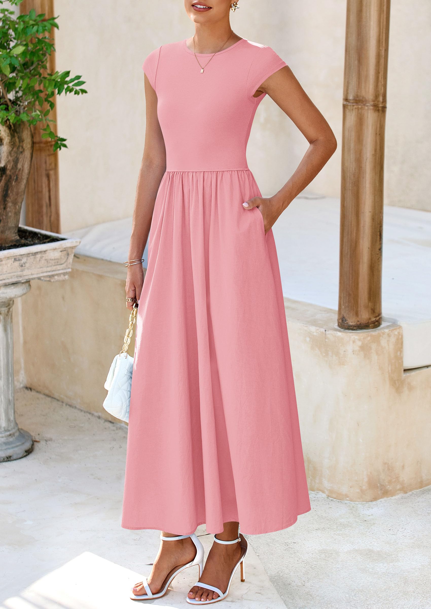 Foto 4 pulgar | Vestido Prettygarden Para Mujer, Verano 2025, Casual, Maxi Rosa, Xxl - Venta Internacional.
