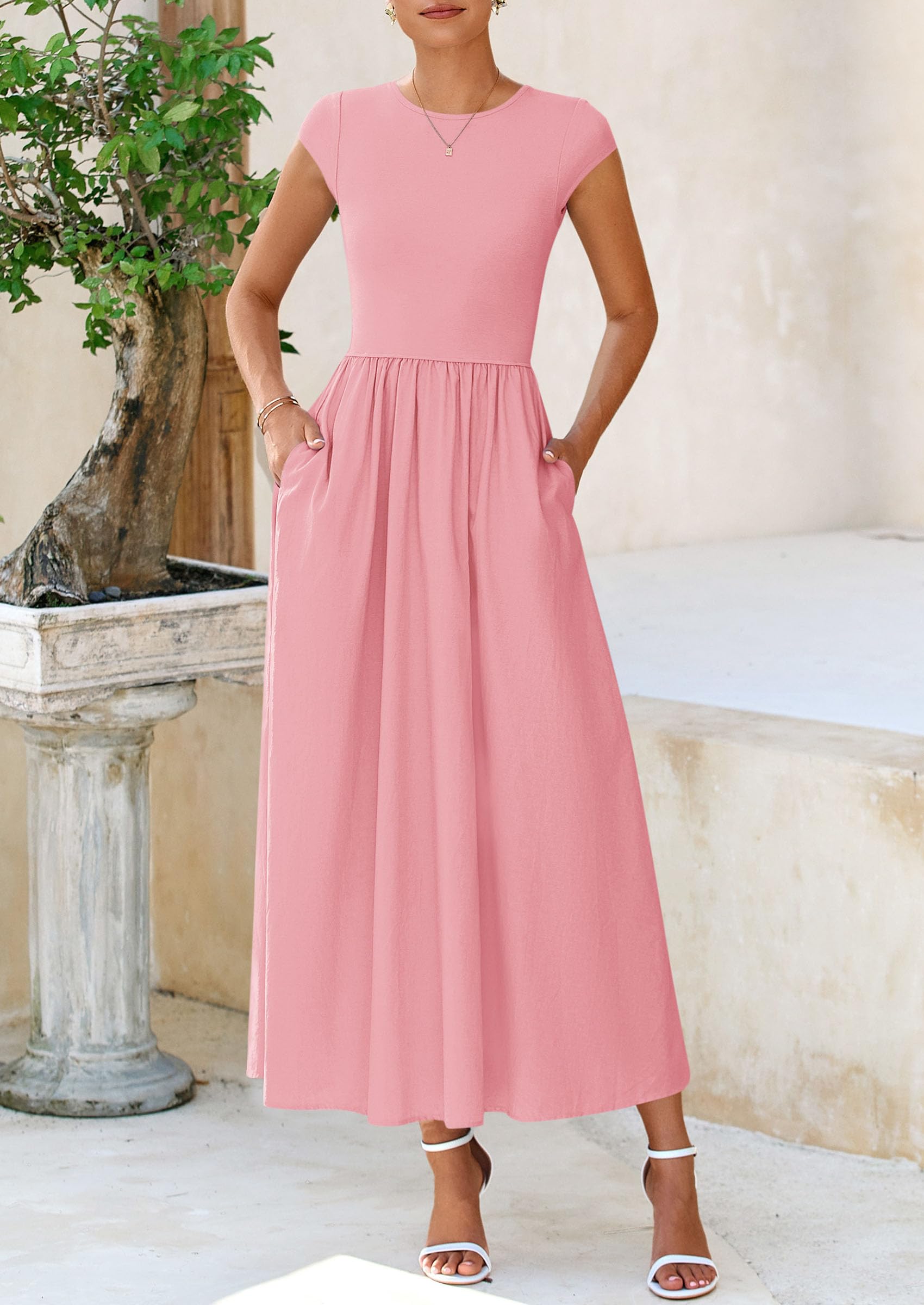 Foto 8 pulgar | Vestido Prettygarden Para Mujer, Verano 2025, Casual, Maxi Rosa, Xxl - Venta Internacional.