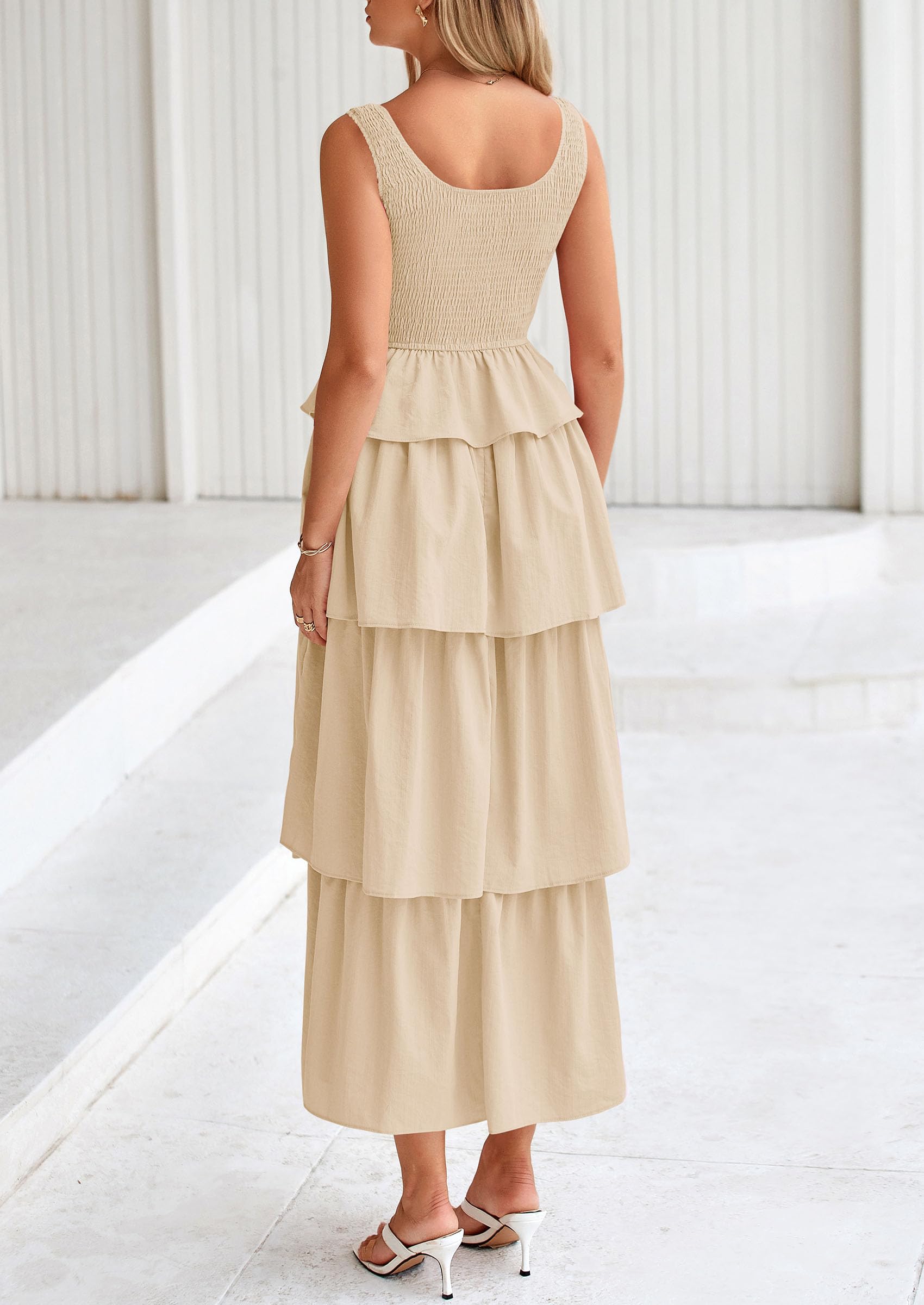 Foto 2 | Vestido Prettygarden Para Mujer, Verano 2025, Sin Mangas, Midi, Color Albaricoque - Venta Internacional.