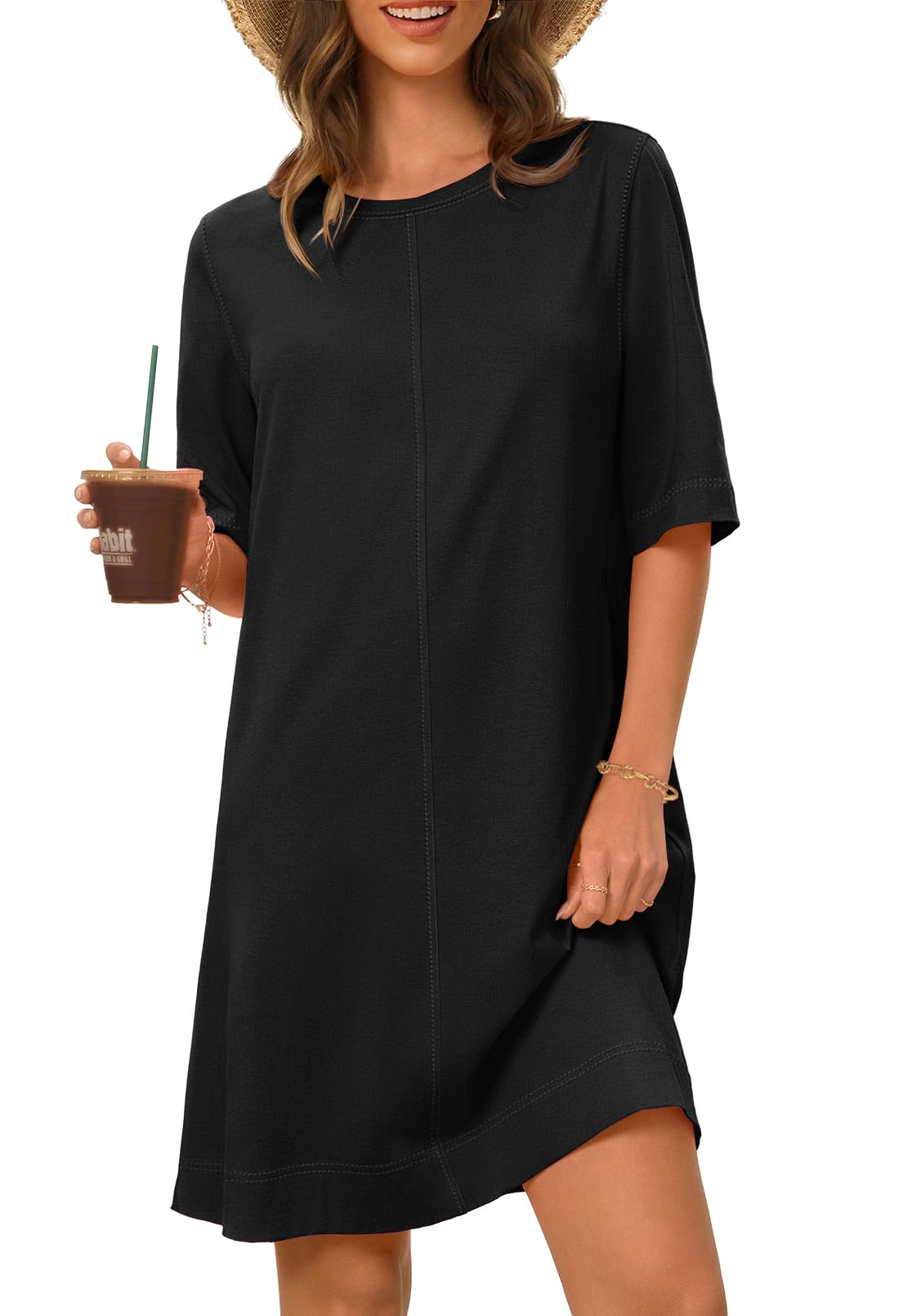 Foto 2 pulgar | Vestido Merokeety Para Mujer 2025, Verano, Manga Corta, Negro, S - Venta Internacional.