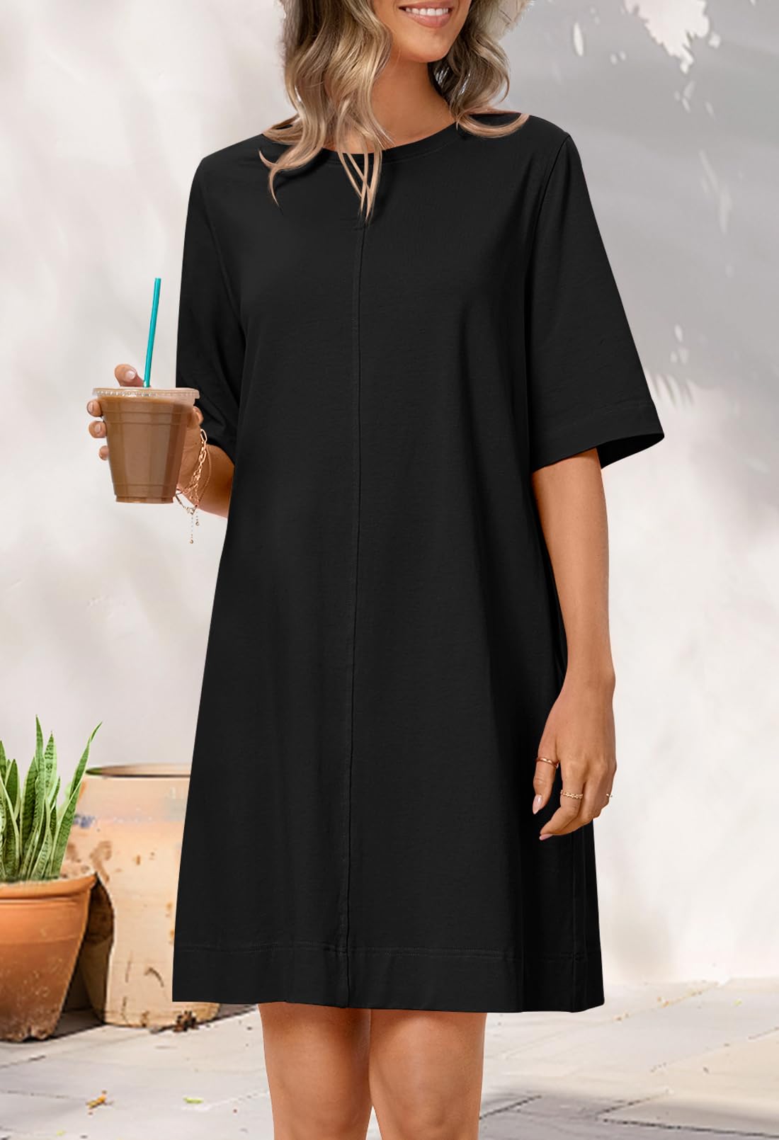 Foto 3 pulgar | Vestido Merokeety Para Mujer 2025, Verano, Manga Corta, Negro, S - Venta Internacional.