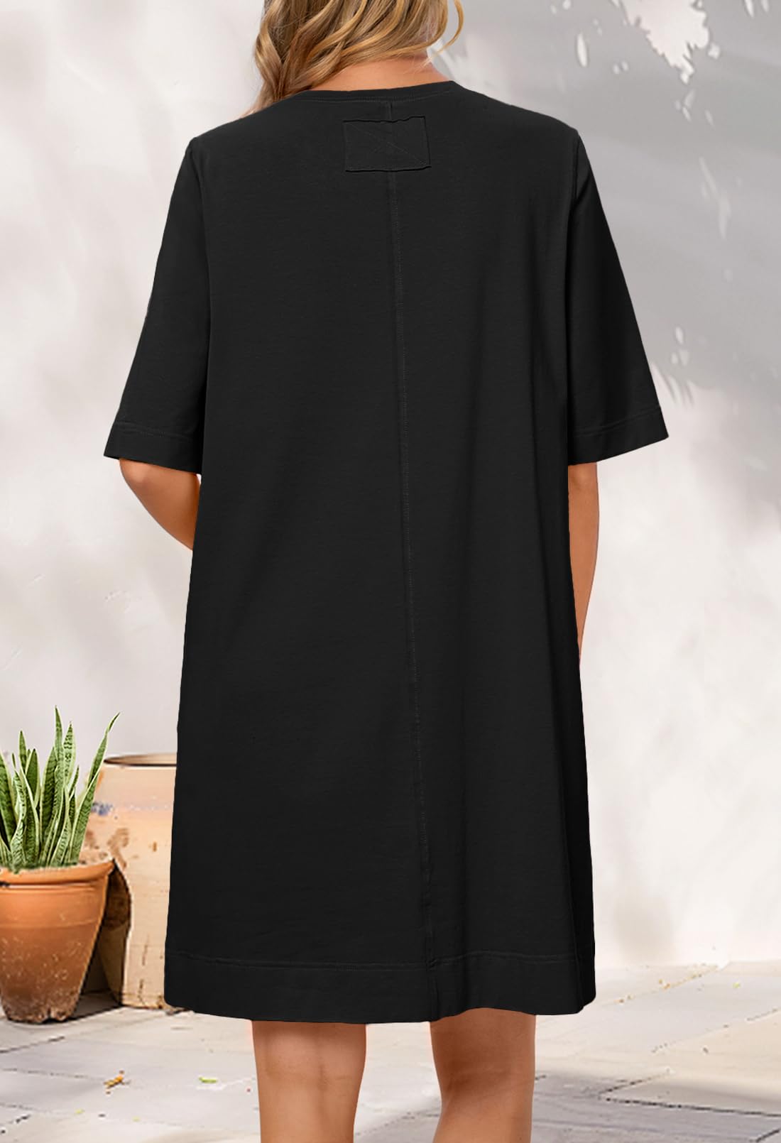Foto 6 pulgar | Vestido Merokeety Para Mujer 2025, Verano, Manga Corta, Negro, S - Venta Internacional.