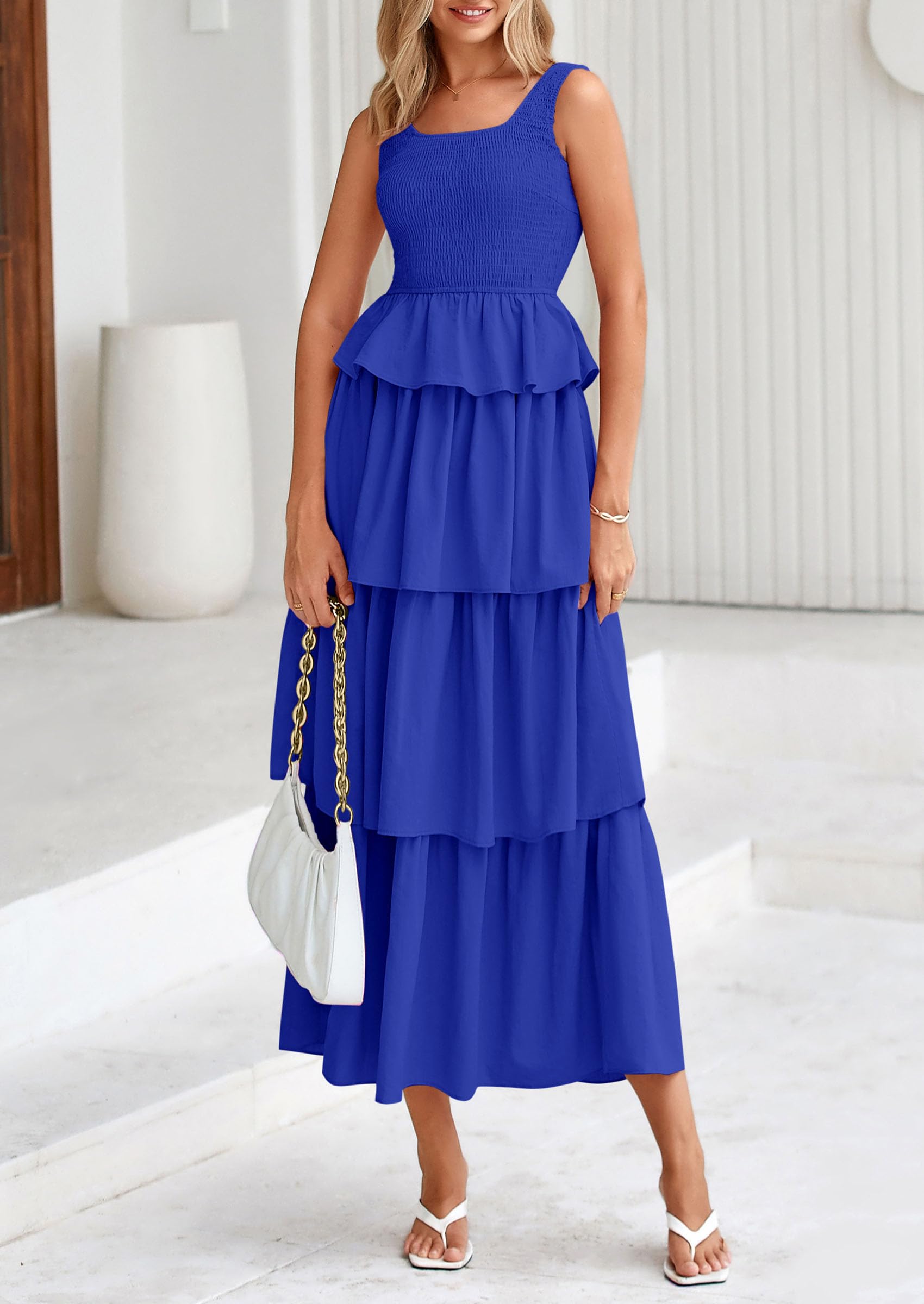 Foto 4 pulgar | Vestido Prettygarden Para Mujer 2025, Verano, Sin Mangas, Midi, Azul Real - Venta Internacional.