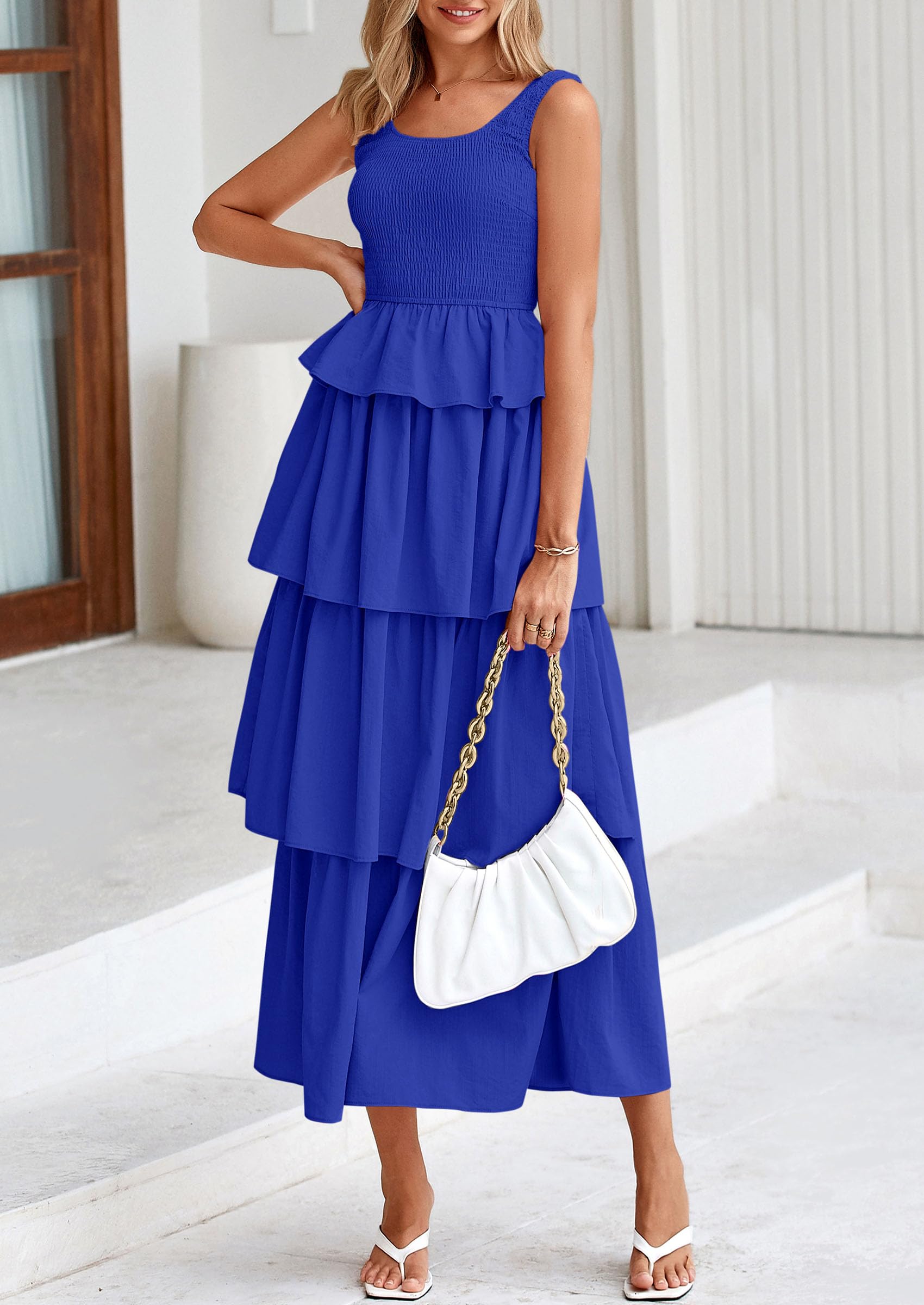 Foto 4 | Vestido Prettygarden Para Mujer 2025, Verano, Sin Mangas, Midi, Azul Real - Venta Internacional.