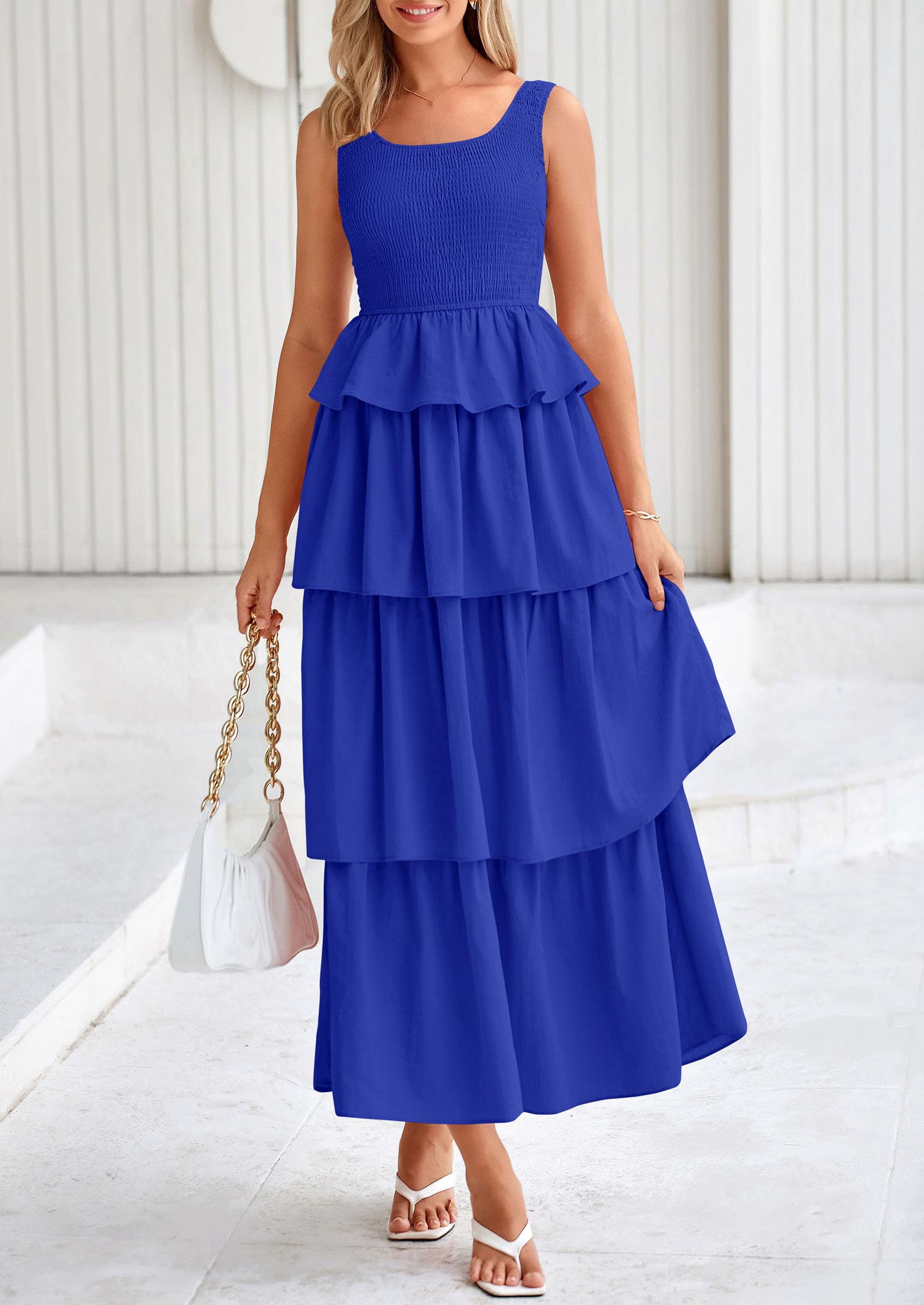 Foto 5 | Vestido Prettygarden Para Mujer 2025, Verano, Sin Mangas, Midi, Azul Real - Venta Internacional.