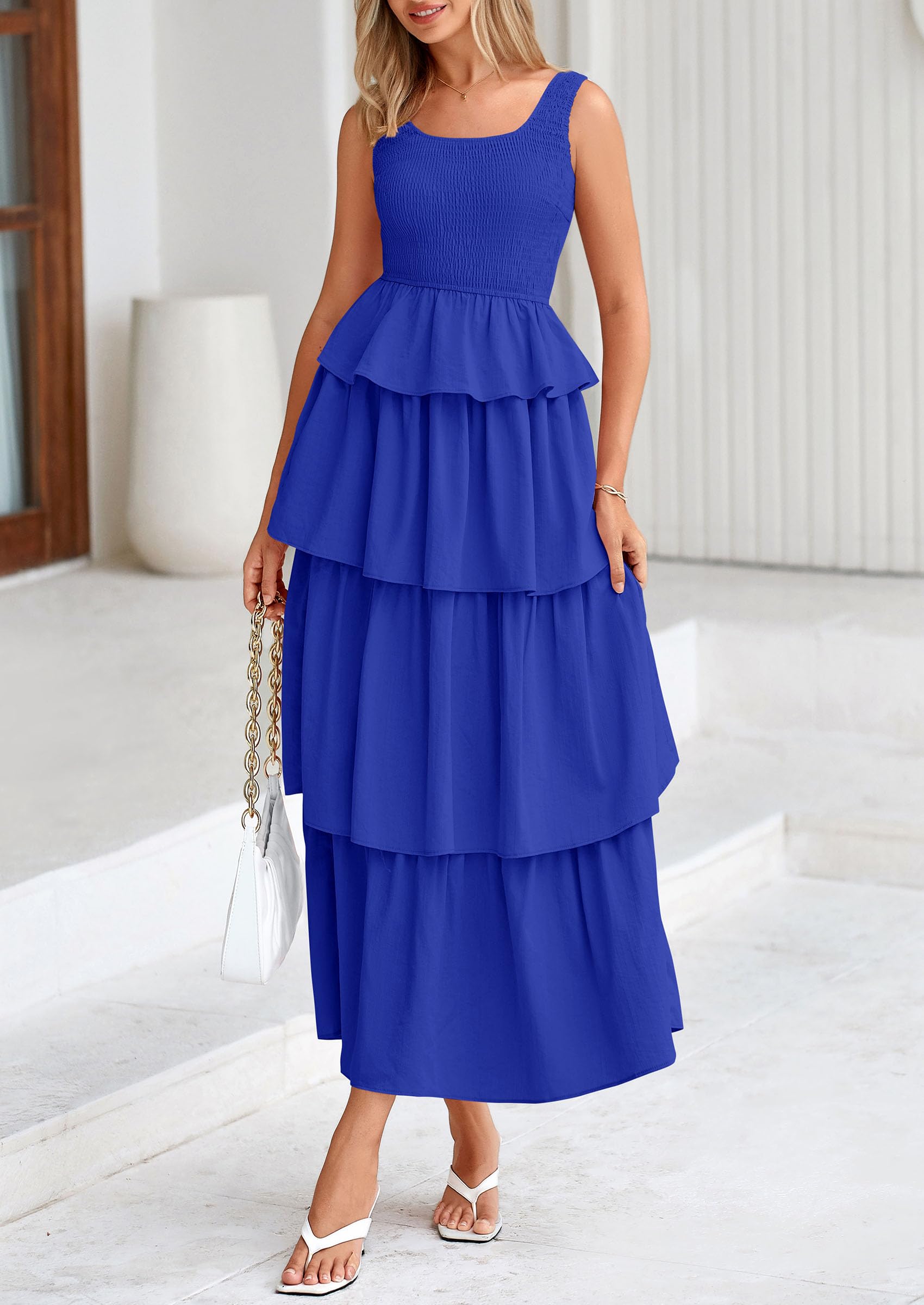 Foto 7 | Vestido Prettygarden Para Mujer 2025, Verano, Sin Mangas, Midi, Azul Real - Venta Internacional.