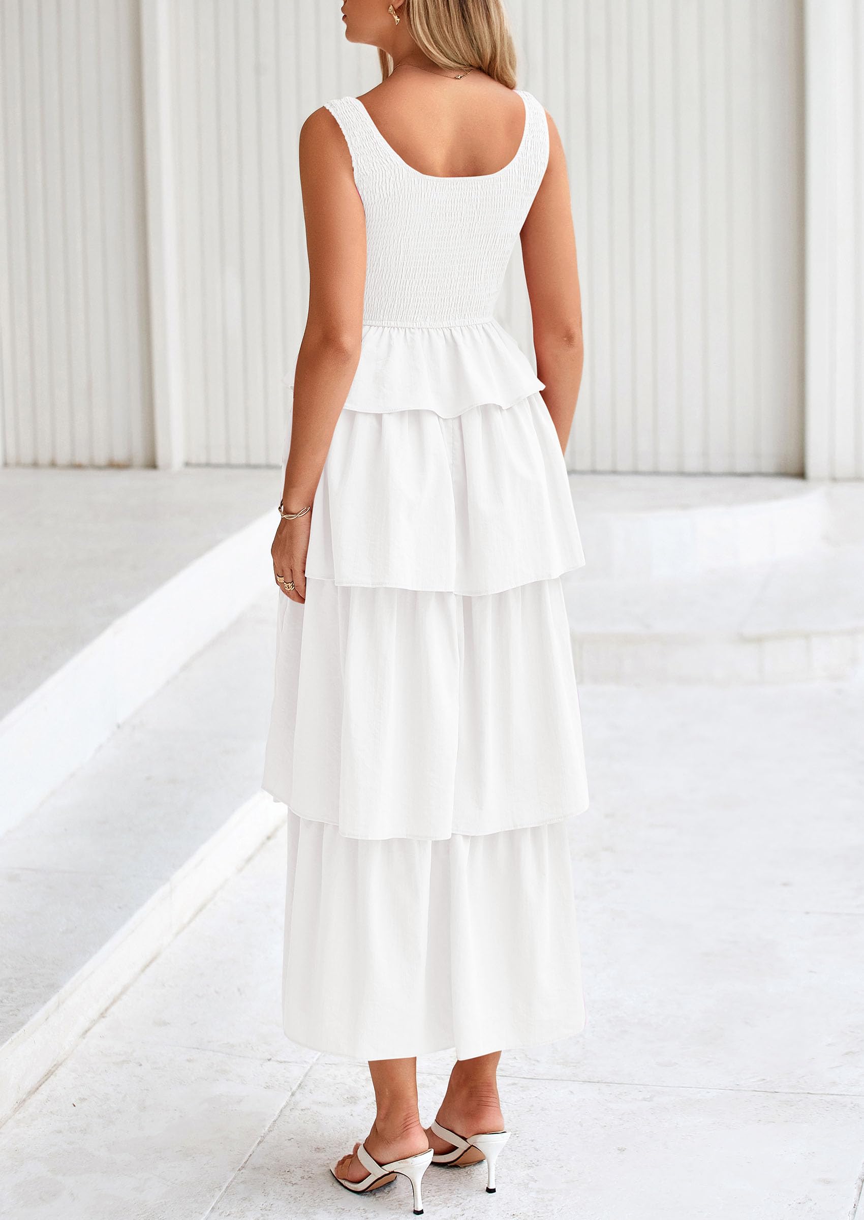 Foto 2 | Vestido Prettygarden Para Mujer 2025, Verano, Sin Mangas, Midi, Blanco - Venta Internacional.