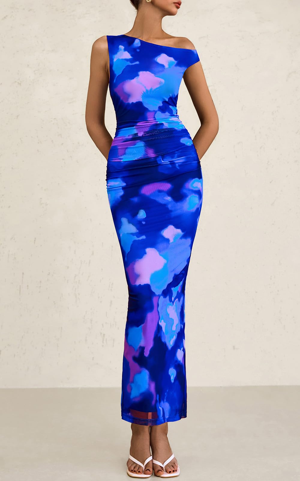Foto 2 | Vestido Largo Prettygarden Con Estampado Floral De Un Solo Hombro Para Mujer, Talla Xl - Venta Internacional.