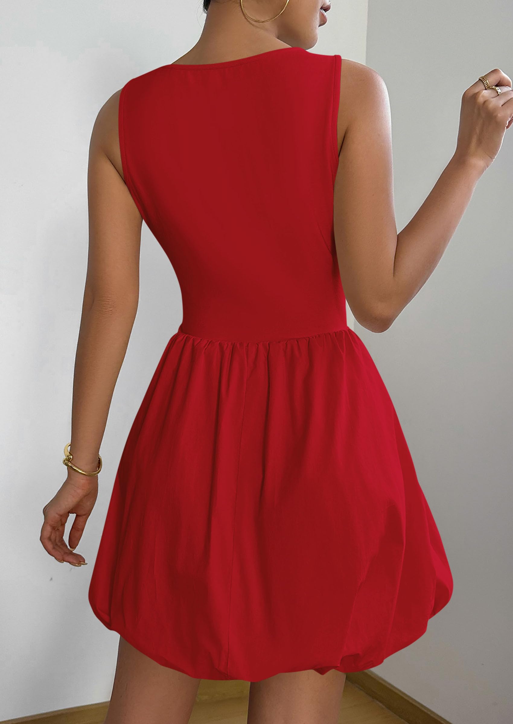 Foto 3 pulgar | Vestido De Verano Prettygarden 2025 Sin Mangas Sin Mangas Con Bolsillos Rojo - Venta Internacional.