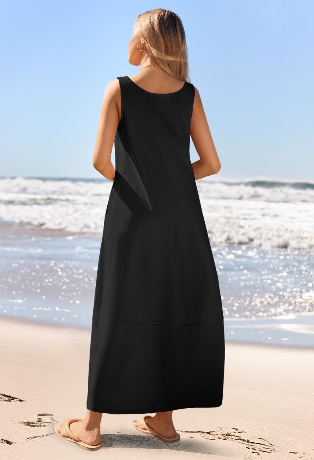 Foto 5 pulgar | Vestido Largo Casual Merokeety 2025 Para Verano, Playa, Negro, Mujer - Venta Internacional.