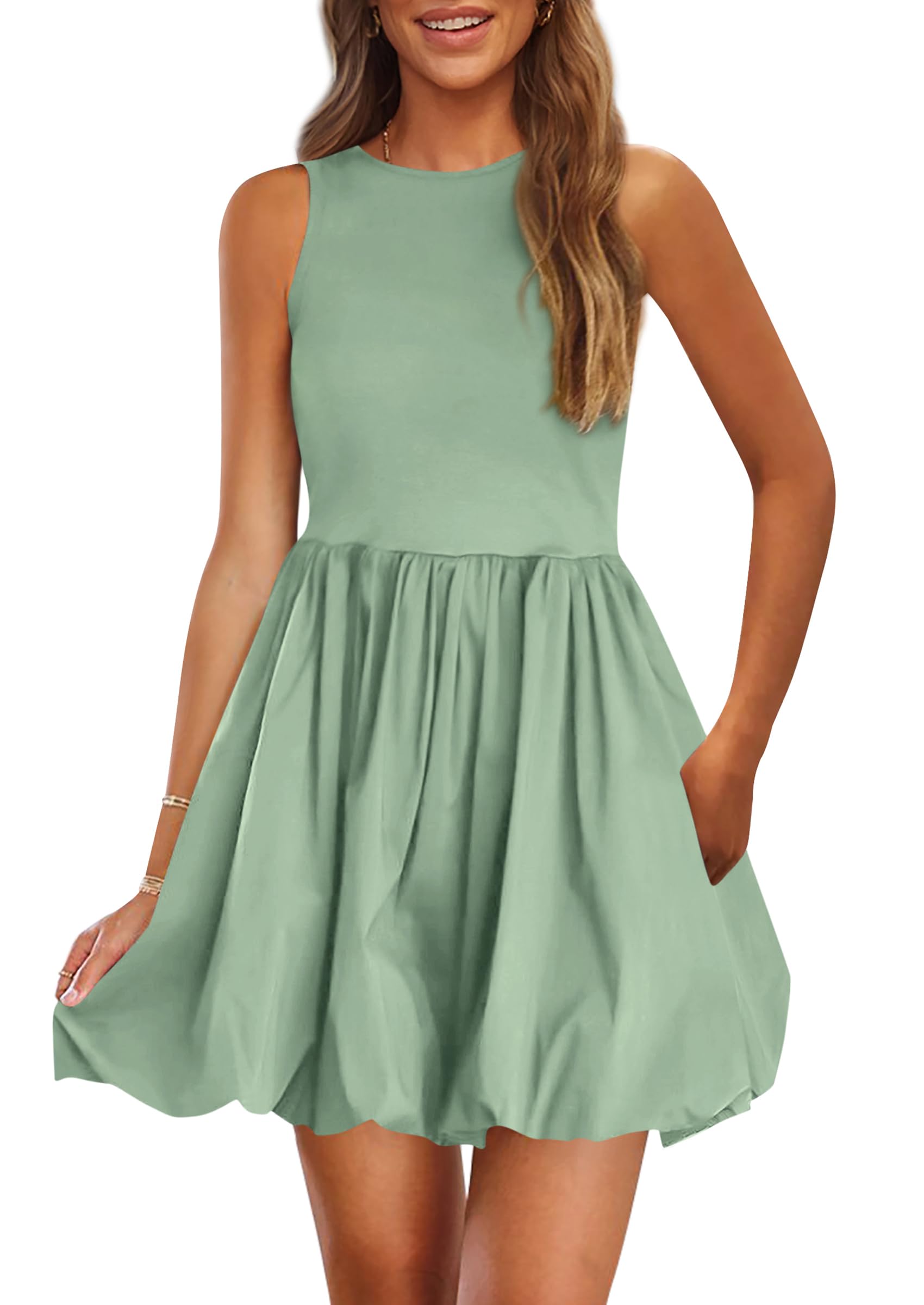 Foto 2 pulgar | Vestido De Verano Prettygarden 2025 Casual Sin Mangas Sin Mangas Verde - Venta Internacional.